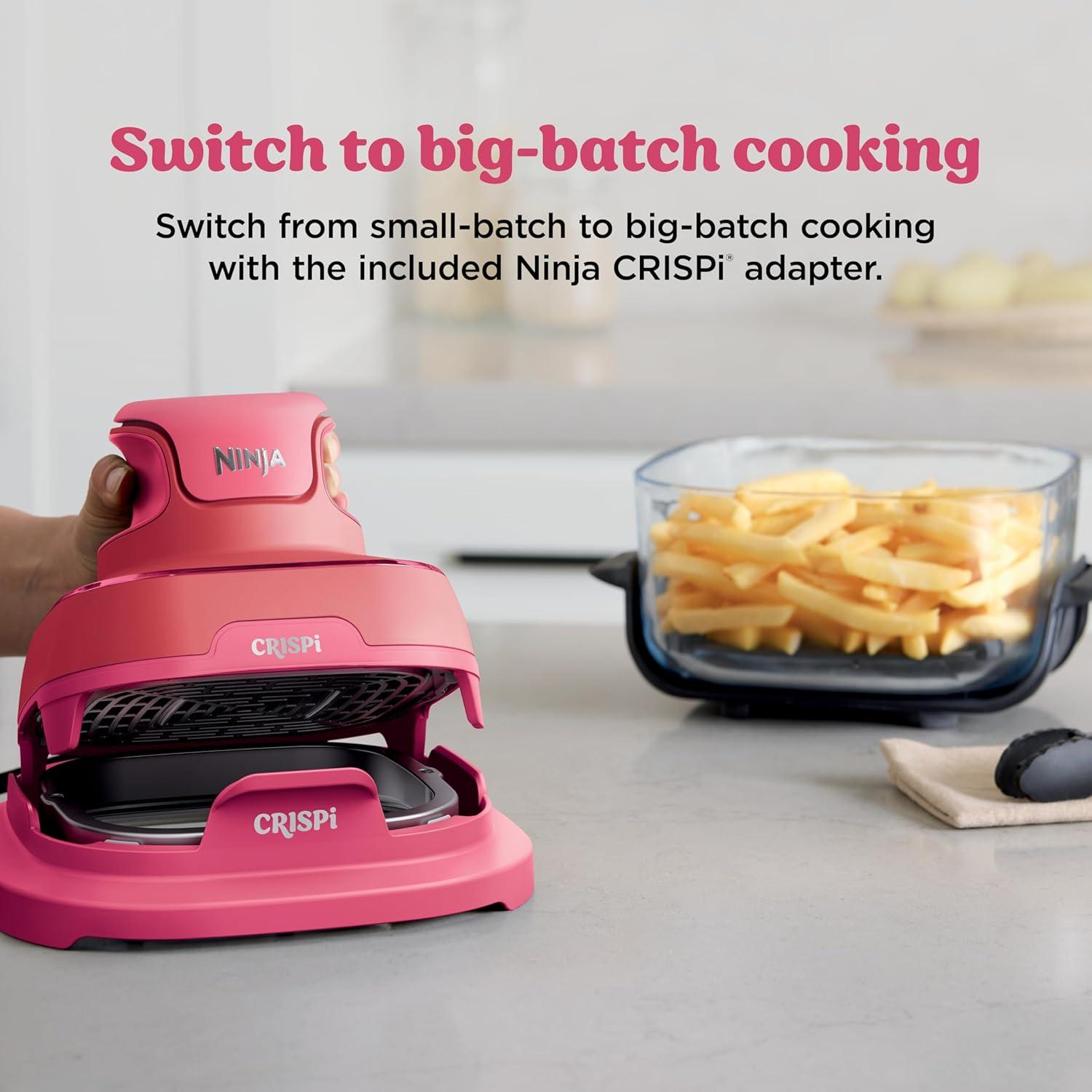 imageNinja Crispi 4in1 Portable Glass Air Fryer Cooking System 1500W 4QT ampamp 6Cup TempWare Glass Containers with Storage Lids Microwave Freezer ampamp Dishwasher Safe Cyberspace Gray FN101GYCherry Crush