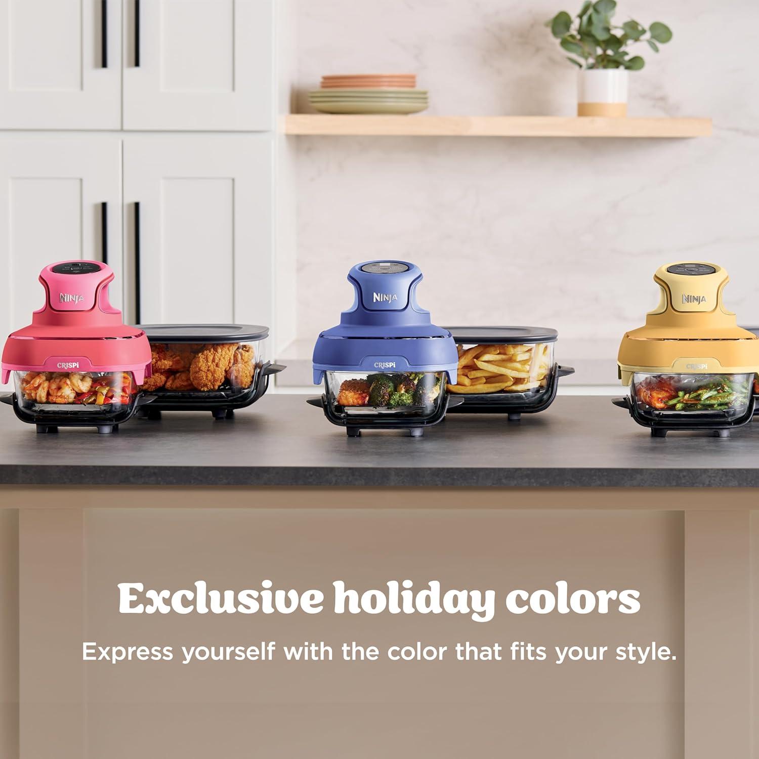 imageNinja Crispi 4in1 Portable Glass Air Fryer Cooking System 1500W 4QT ampamp 6Cup TempWare Glass Containers with Storage Lids Microwave Freezer ampamp Dishwasher Safe Cyberspace Gray FN101GYCherry Crush