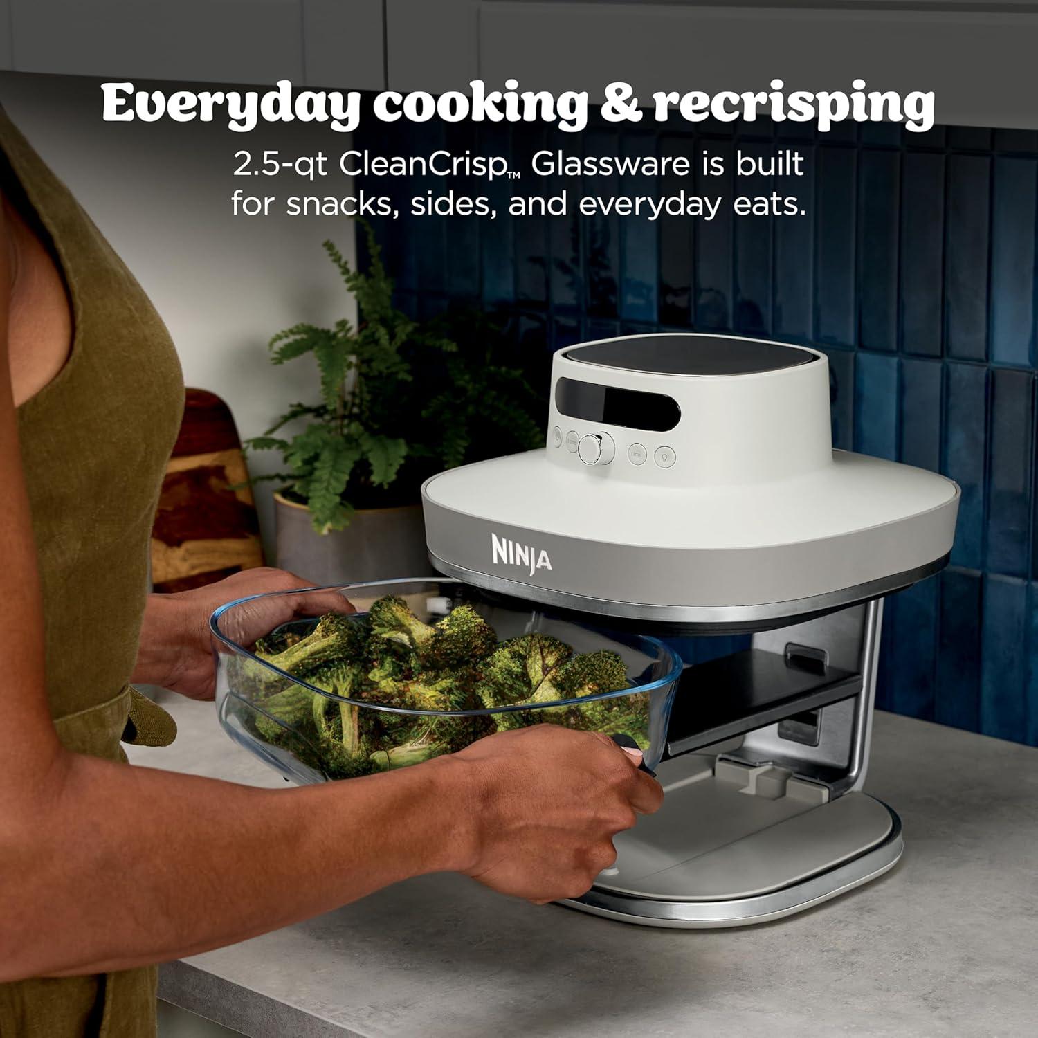 imageNinja Crispi Pro 6in1 Glass Air Fryer 6qt ampamp 25qt Glass Containers with Storage Lids NonToxic Meal Prep Microwave Freezer ampamp Dishwasher Safe Air Fry Bake ampamp More Ash Grey AS101DGBone