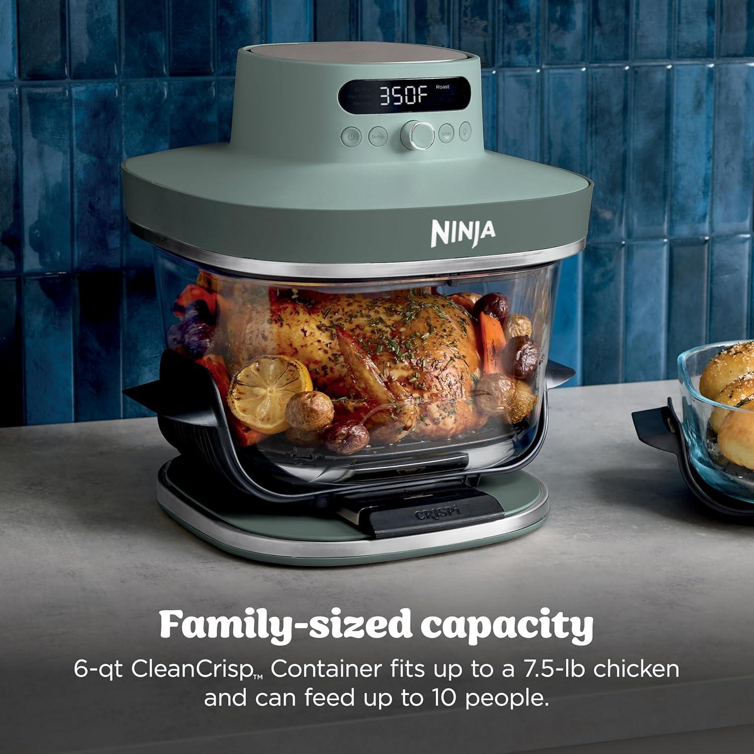 imageNinja Crispi Pro 6in1 Glass Air Fryer 6qt ampamp 25qt Glass Containers with Storage Lids NonToxic Meal Prep Microwave Freezer ampamp Dishwasher Safe Air Fry Bake ampamp More Ash Grey AS101DGAsh Grey