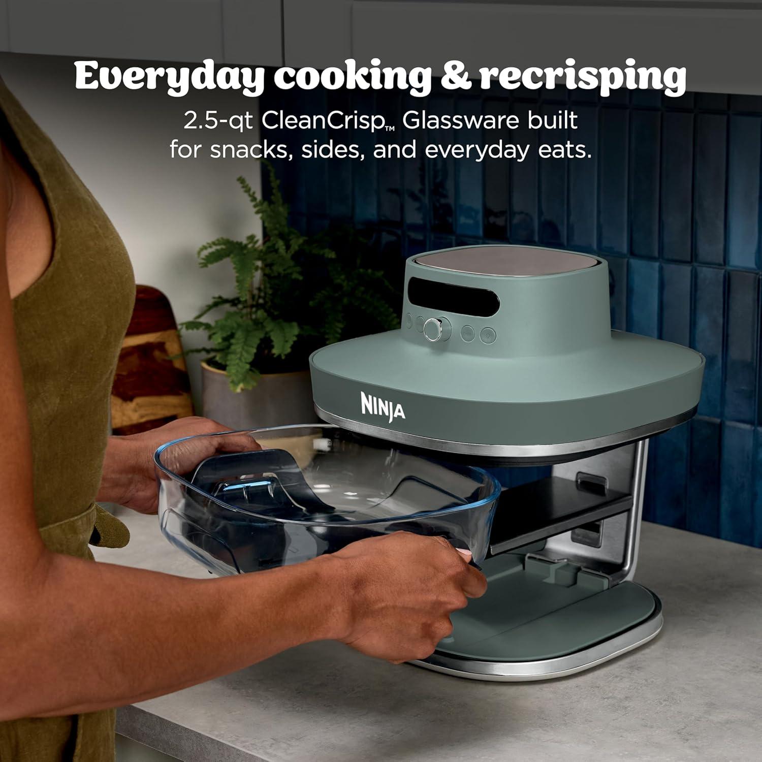 imageNinja Crispi Pro 6in1 Glass Air Fryer 6qt ampamp 25qt Glass Containers with Storage Lids NonToxic Meal Prep Microwave Freezer ampamp Dishwasher Safe Air Fry Bake ampamp More Ash Grey AS101DGAsh Grey