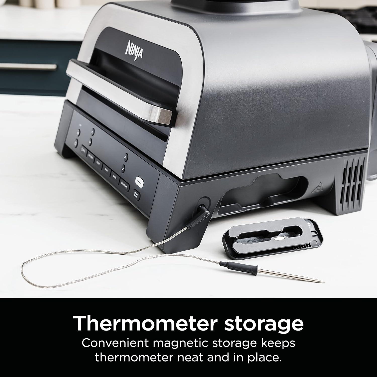 imageNinja DG551 Foodi Smart XL 6in1 Indoor Grill with Air Fry Roast Bake Broil ampamp Dehydrate Foodi Smart Thermometer 2nd Generation BlackSilver6in1 With Thermometer