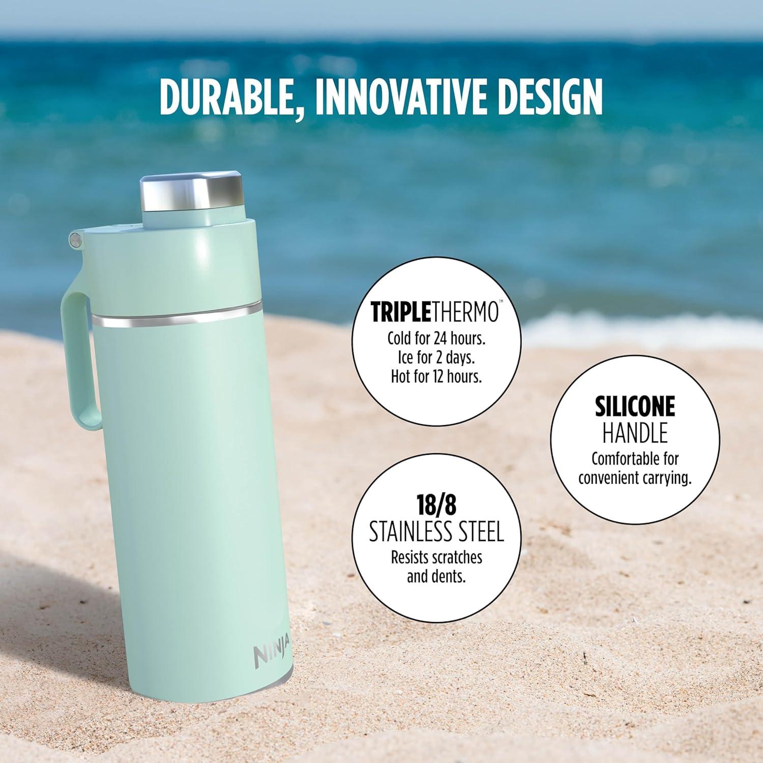 imageNinja DW2401BK Thirsti 24oz Travel Water Bottle For Carbonated Sparkling Drinks Colder and Fizzier Longer Leak Proof 24 Hrs Cold Dishwasher Safe Stainless Steel Insulated Tumbler Onyx BlackMint