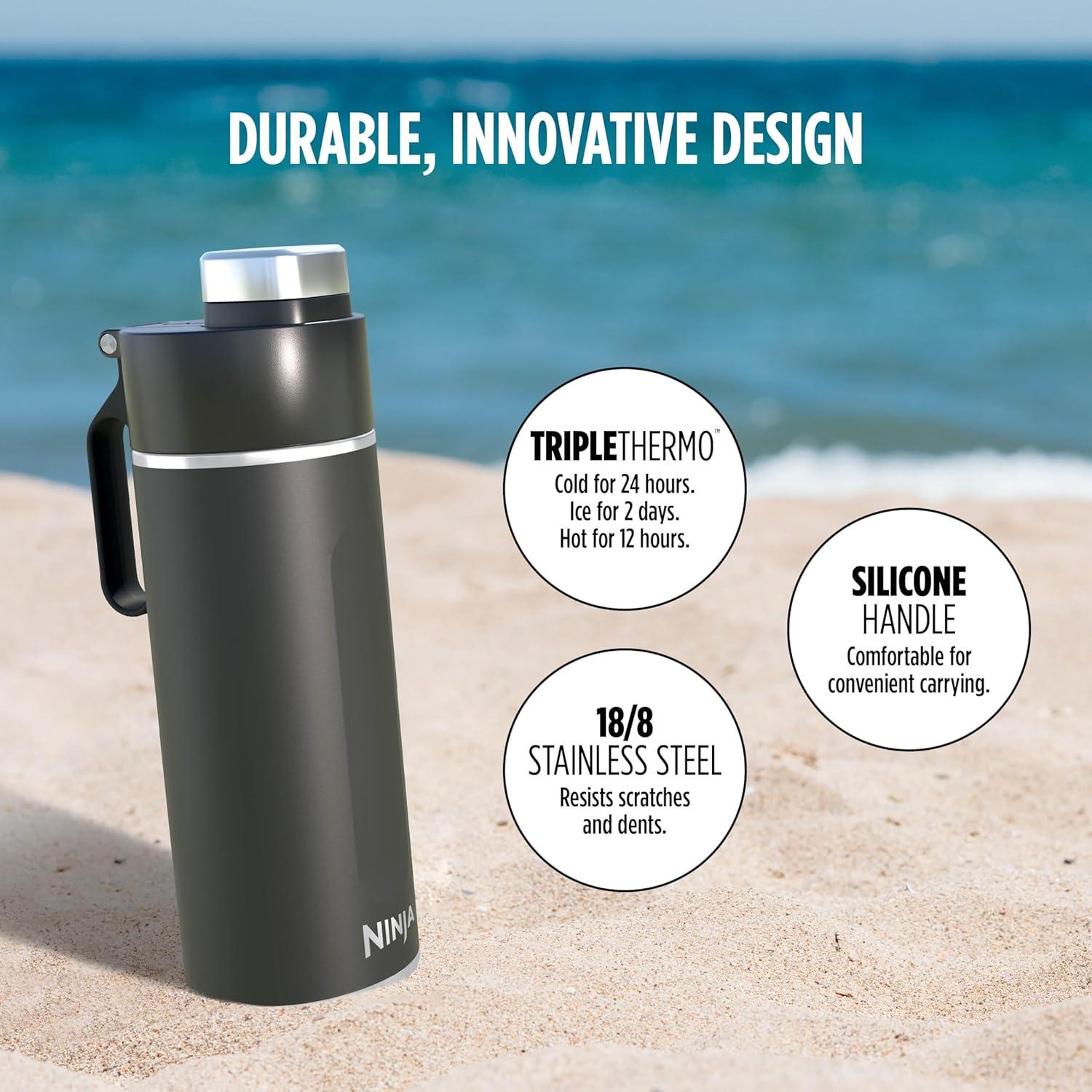 imageNinja DW2401MT Thirsti 24oz Travel Water Bottle For Carbonated Sparkling Drinks Colder and Fizzier Longer Leak Proof 24 Hrs Cold Dishwasher Safe Stainless Steel Insulated Tumbler Seafoam BlueBlack