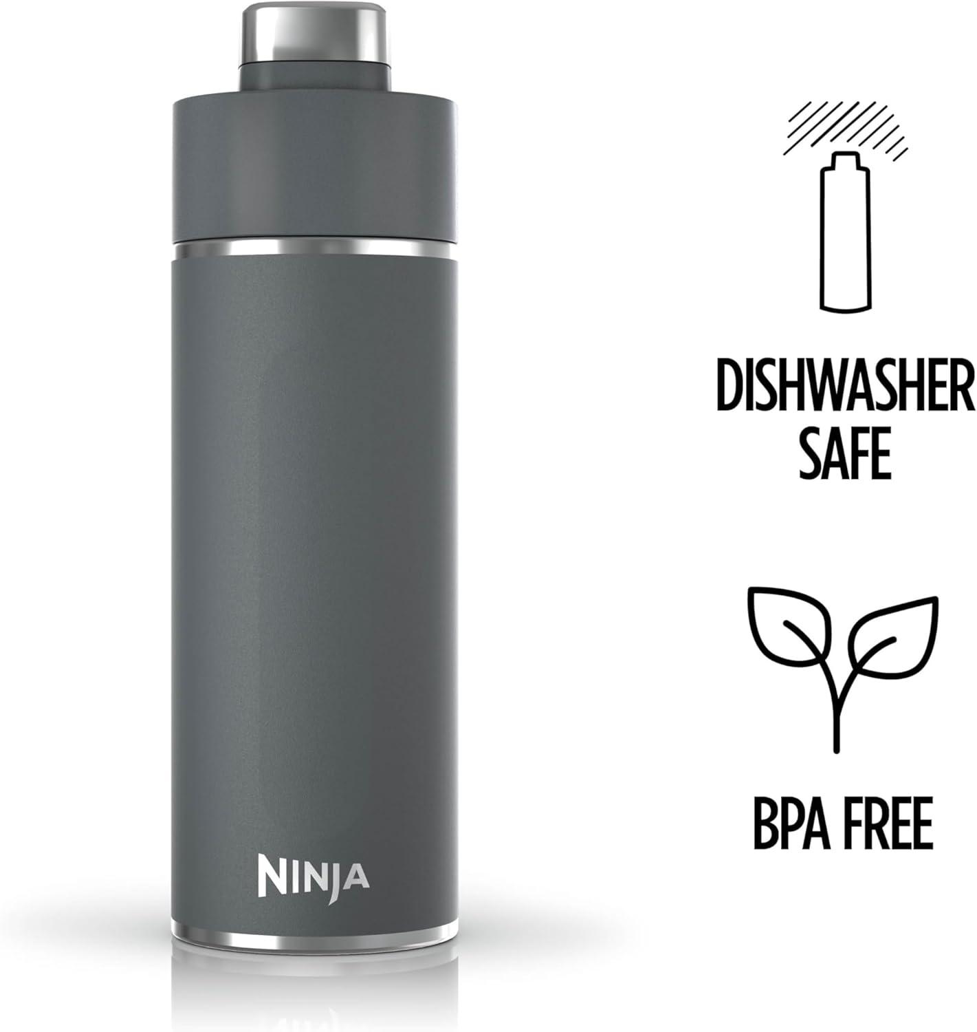 imageNinja DW2401MT Thirsti 24oz Travel Water Bottle For Carbonated Sparkling Drinks Colder and Fizzier Longer Leak Proof 24 Hrs Cold Dishwasher Safe Stainless Steel Insulated Tumbler Seafoam BlueGray