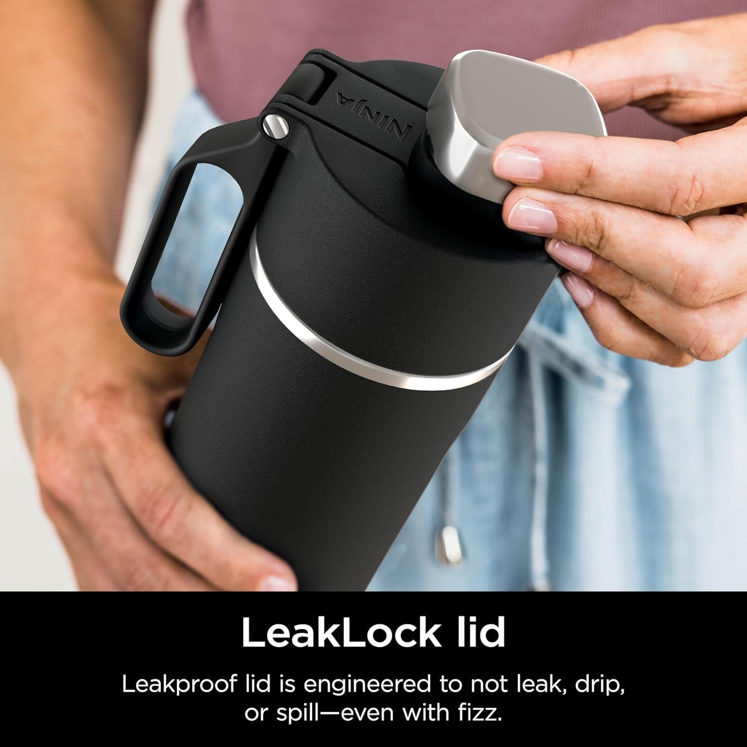 imageNinja DW2401MT Thirsti 24oz Travel Water Bottle For Carbonated Sparkling Drinks Colder and Fizzier Longer Leak Proof 24 Hrs Cold Dishwasher Safe Stainless Steel Insulated Tumbler Seafoam BlueBlack