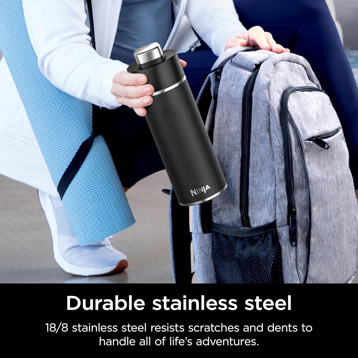 imageNinja DW2401MT Thirsti 24oz Travel Water Bottle For Carbonated Sparkling Drinks Colder and Fizzier Longer Leak Proof 24 Hrs Cold Dishwasher Safe Stainless Steel Insulated Tumbler Seafoam BlueBlack
