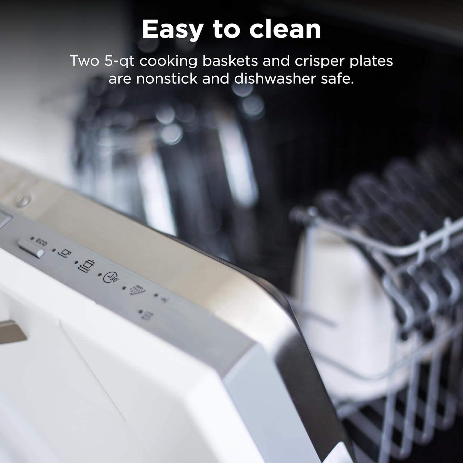 imageNinja DZ201 Foodi 8 Quart 6in1 DualZone 2Basket Air Fryer with 2 Independent Frying Baskets Match Cook ampamp Smart Finish to Roast Broil Dehydrate ampamp More for Quick Easy Meals Grey10QT wThermometer BLACK