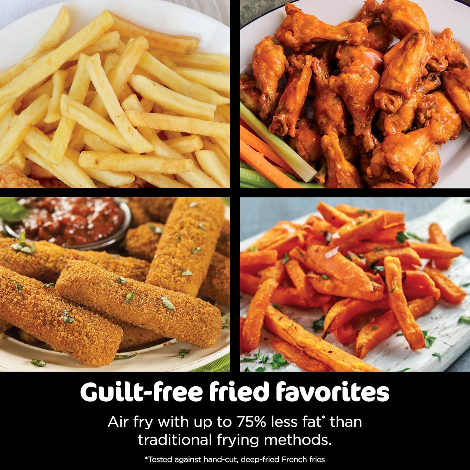 imageNinja DZ201 Foodi 8 Quart 6in1 DualZone 2Basket Air Fryer with 2 Independent Frying Baskets Match Cook ampamp Smart Finish to Roast Broil Dehydrate ampamp More for Quick Easy Meals Grey7QT BLACK