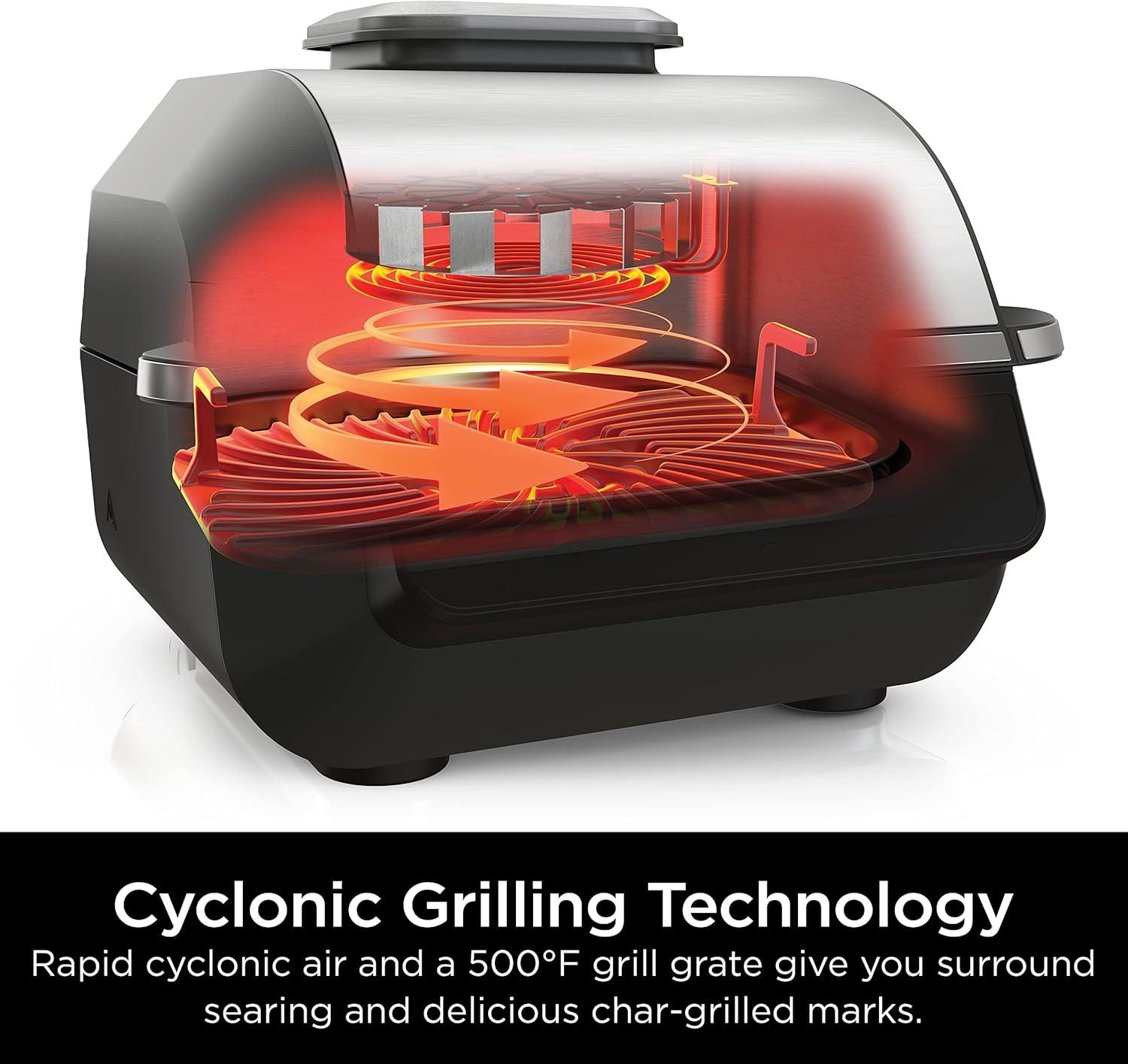 imageNinja EG201 Foodi 6in1 Indoor Grill with Air Fry Roast Bake Broil ampamp Dehydrate 2nd Generation BlackSilver RenewedNinja Foodi Grill