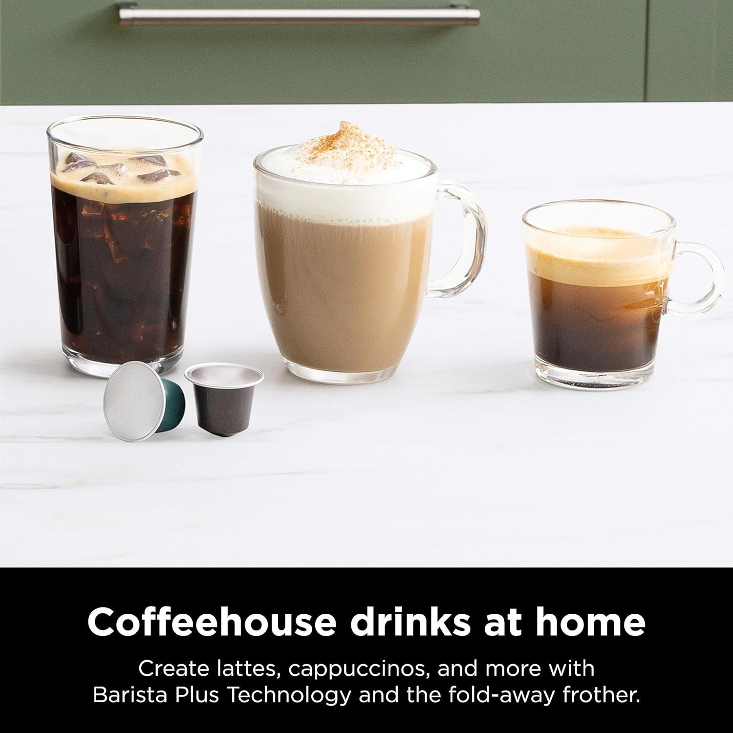 imageNinja Espresso ampamp Coffee Maker ampamp Barista System 3 Espresso Brew Styles SingleServe Coffee ampamp Nespresso Capsule Compatible Builtin Frother Espresso Cappuccino ampamp Latte Maker Black CFN601