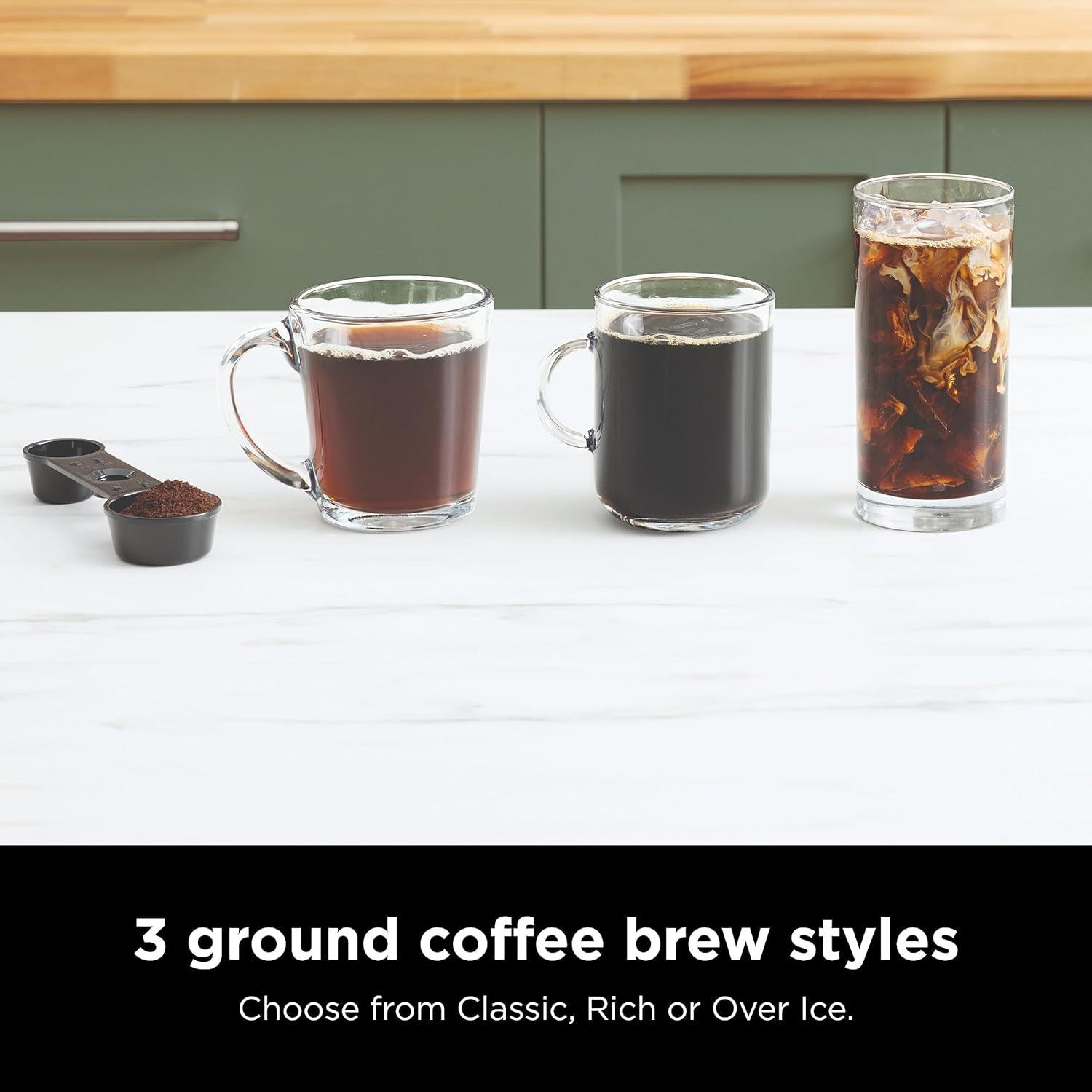 imageNinja Espresso ampamp Coffee Maker ampamp Barista System 3 Espresso Brew Styles SingleServe Coffee ampamp Nespresso Capsule Compatible Builtin Frother Espresso Cappuccino ampamp Latte Maker Black CFN601