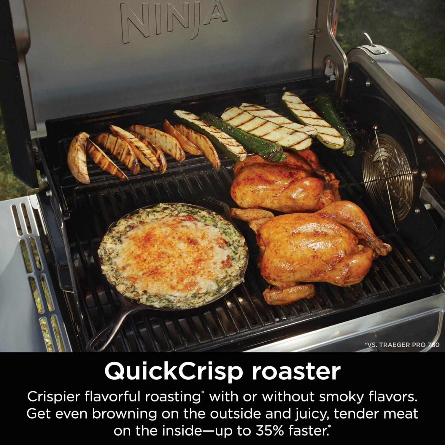 imageNinja FlexFlame Grill and Smoker Electric and Propane Grill Roaster BBQ Grill 5in1 Cooking System 3 Burner Digital Control Outdoor Cooking Griddle Pizza Maker Stainless Steel PG301PG301