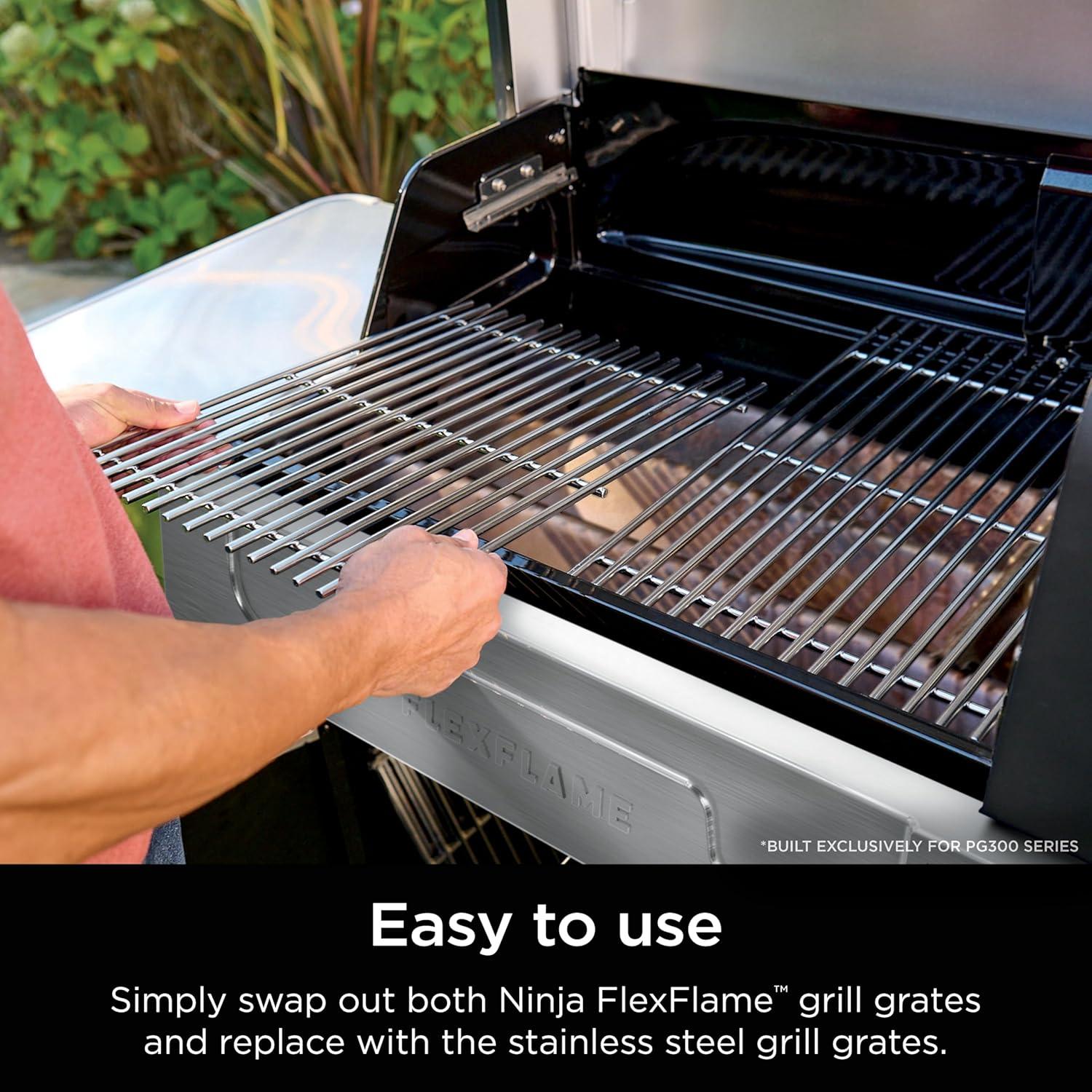 imageNinja FlexFlame Stainless Steel Grill Grates Set of 2 Durable Easy to Clean Heat Retaining Upgrade for FlexFlame XSKGRILLGRATE