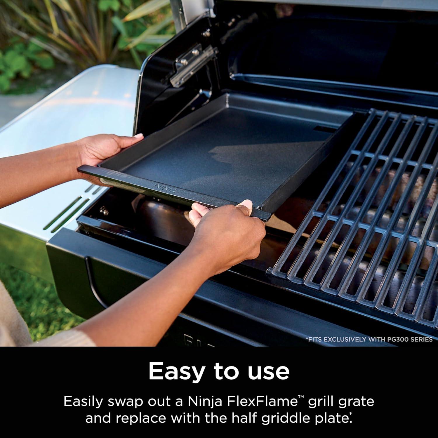 imageNinja FlexFlame Upgrades Premium Half Griddle ProfessionalGrade Carbon Steel Griddle Plate with Grease Drain RustResistant Combo Cook Even Heat Compatible FlexFlame XSKHLFGRIDLE