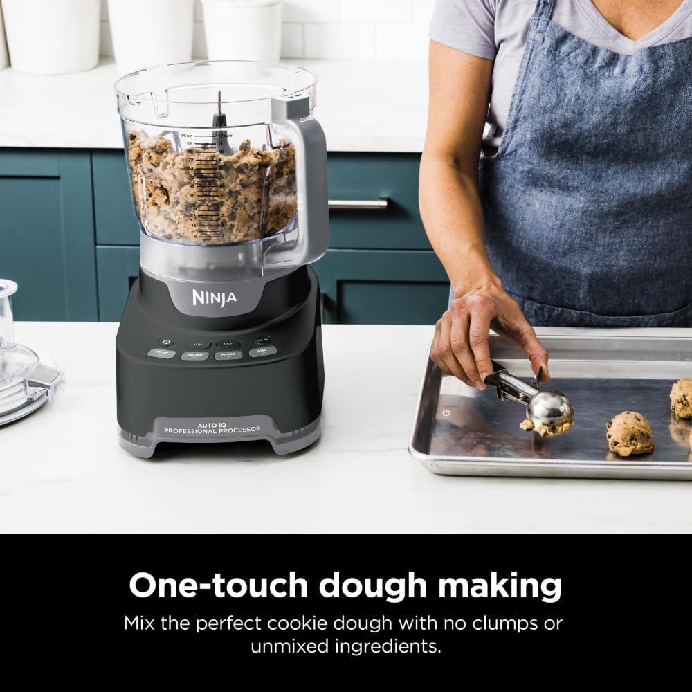 imageNinja Food Processor Professional Plus 1000 Peak Watts 4 Functions for Chopping Slicing Purees ampamp Dough with 9Cup Processor Bowl 3 Blades Food Chute ampamp Pusher Silver BN60112Cup Food Processor Storage Box