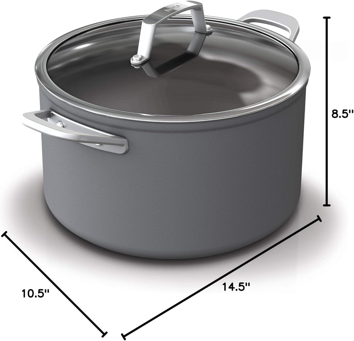 imageNinja Foodi NeverStick Professional HardAnodized 4Quart Saut Pan with Glass Lid Nonstick Durable ampamp Oven Safe to 500F Salt Grey C301408qt Stock Pot