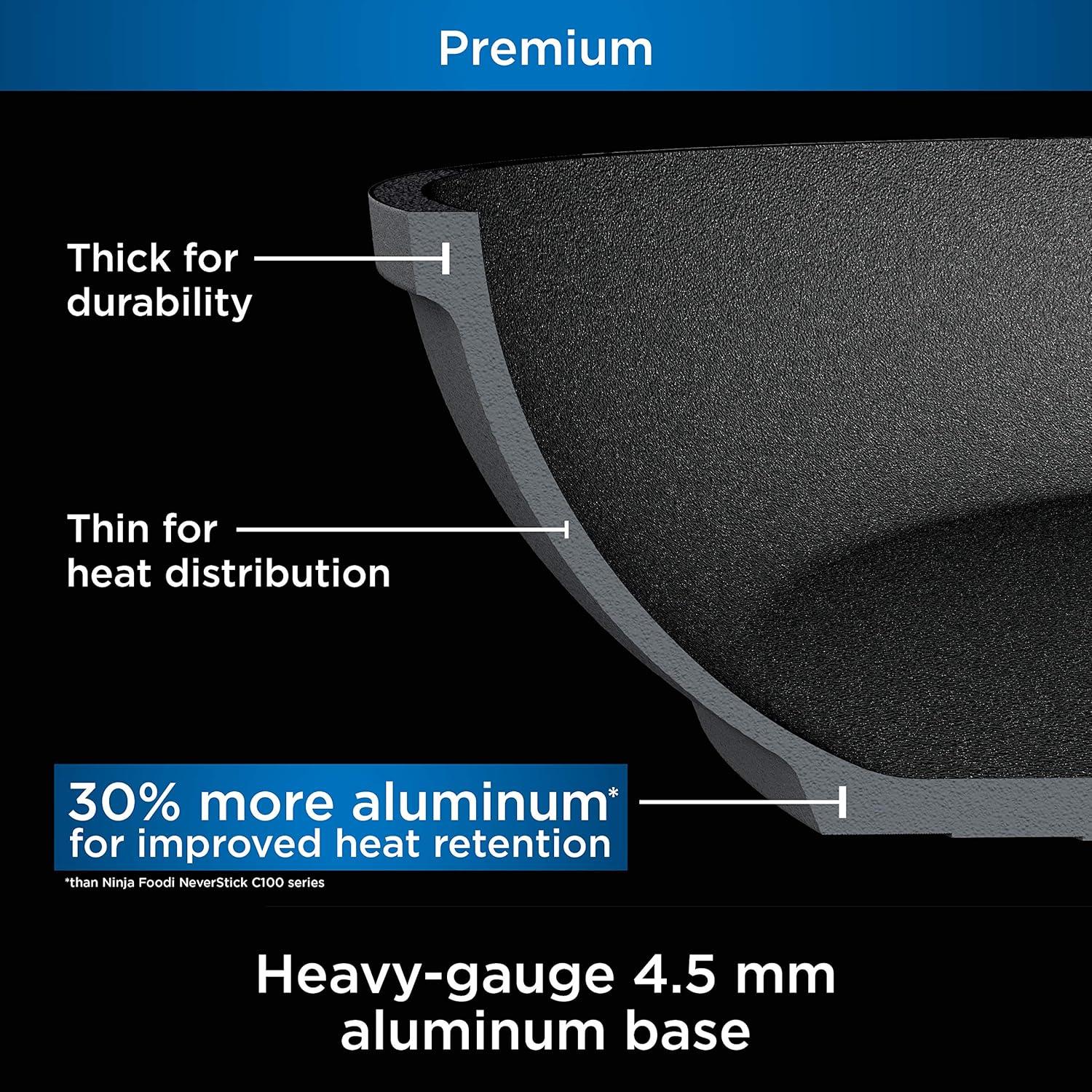 imageNinja Foodi NeverStick Professional HardAnodized 4Quart Saut Pan with Glass Lid Nonstick Durable ampamp Oven Safe to 500F Salt Grey C301408qt Stock Pot