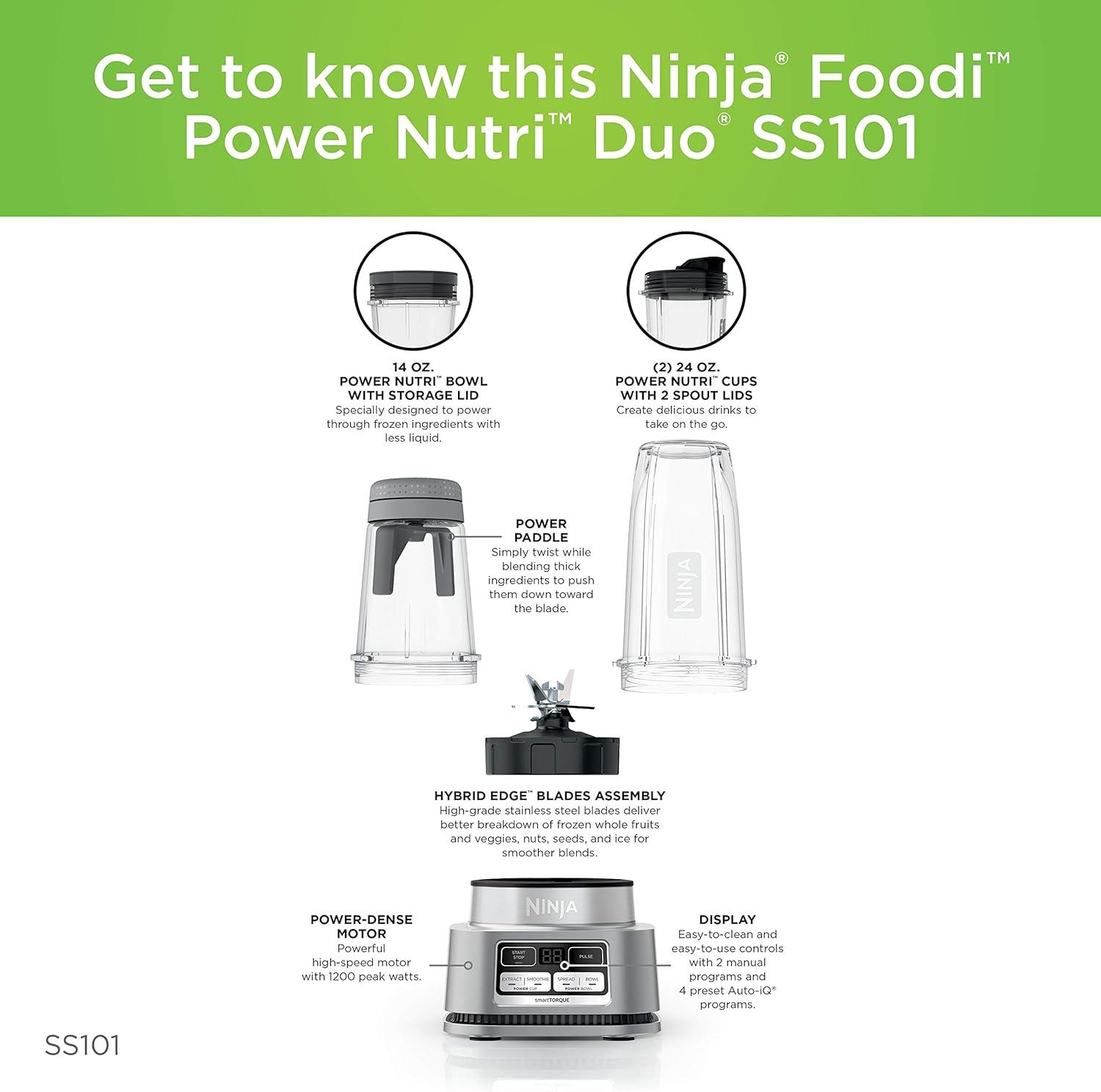 imageNinja Foodi Power Blender ampamp Processor System with Smoothie Bowl Maker and Nutrient Extractor BlackSilver SS351C Canadian Edition 72ozBowl Maker Extractor