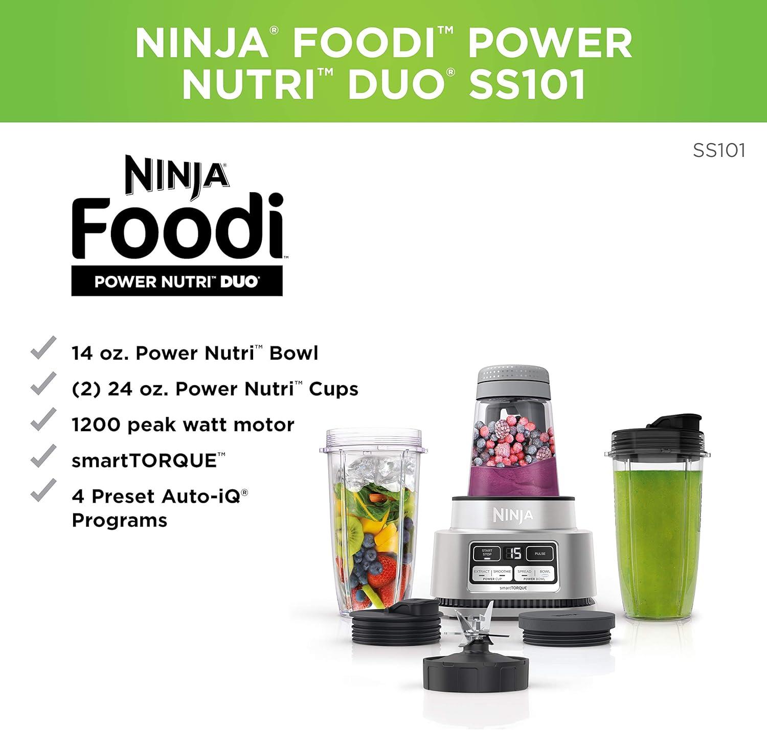 imageNinja Foodi Power Blender ampamp Processor System with Smoothie Bowl Maker and Nutrient Extractor BlackSilver SS351C Canadian Edition 72ozBowl Maker Extractor