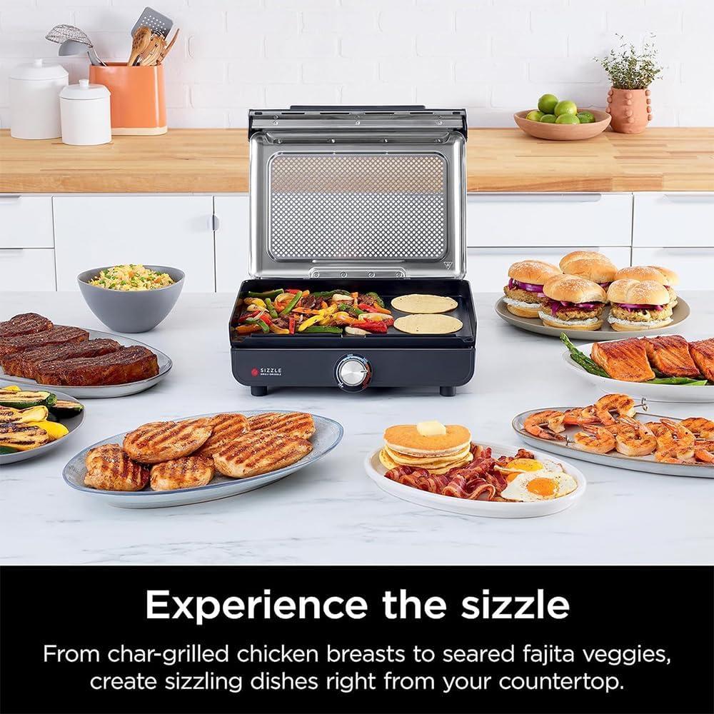 imageNinja GR101 Sizzle Smokeless Indoor Grill ampamp Griddle Renewed Bundle with 2 YR CPS Enhanced Protection Pack