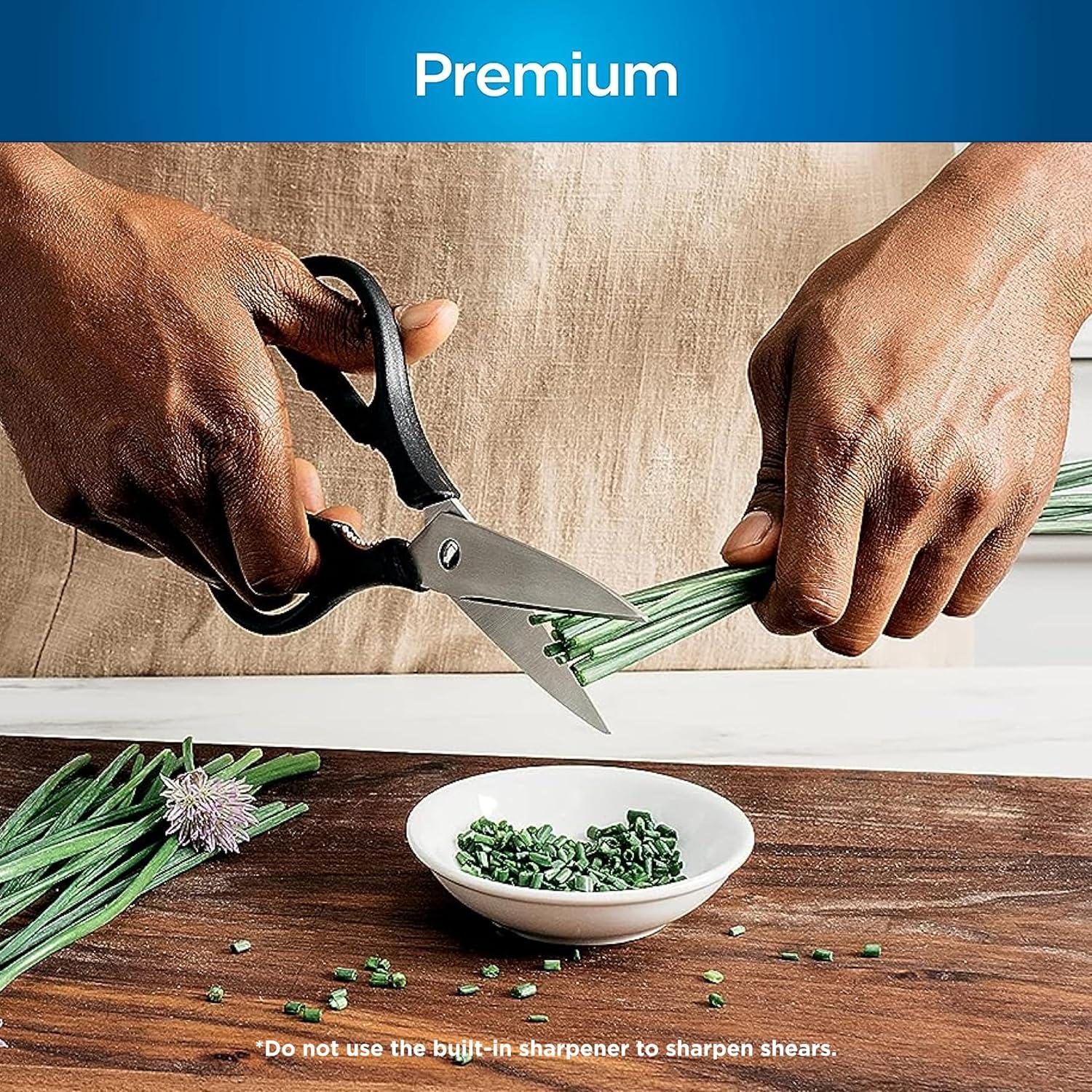 imageNinja K52015 Foodi NeverDull 15 Piece Premium Knife System Wood Series Block German Stainless Steel with Builtin Sharpener Stainless SteelWalnut15pc Set Wood