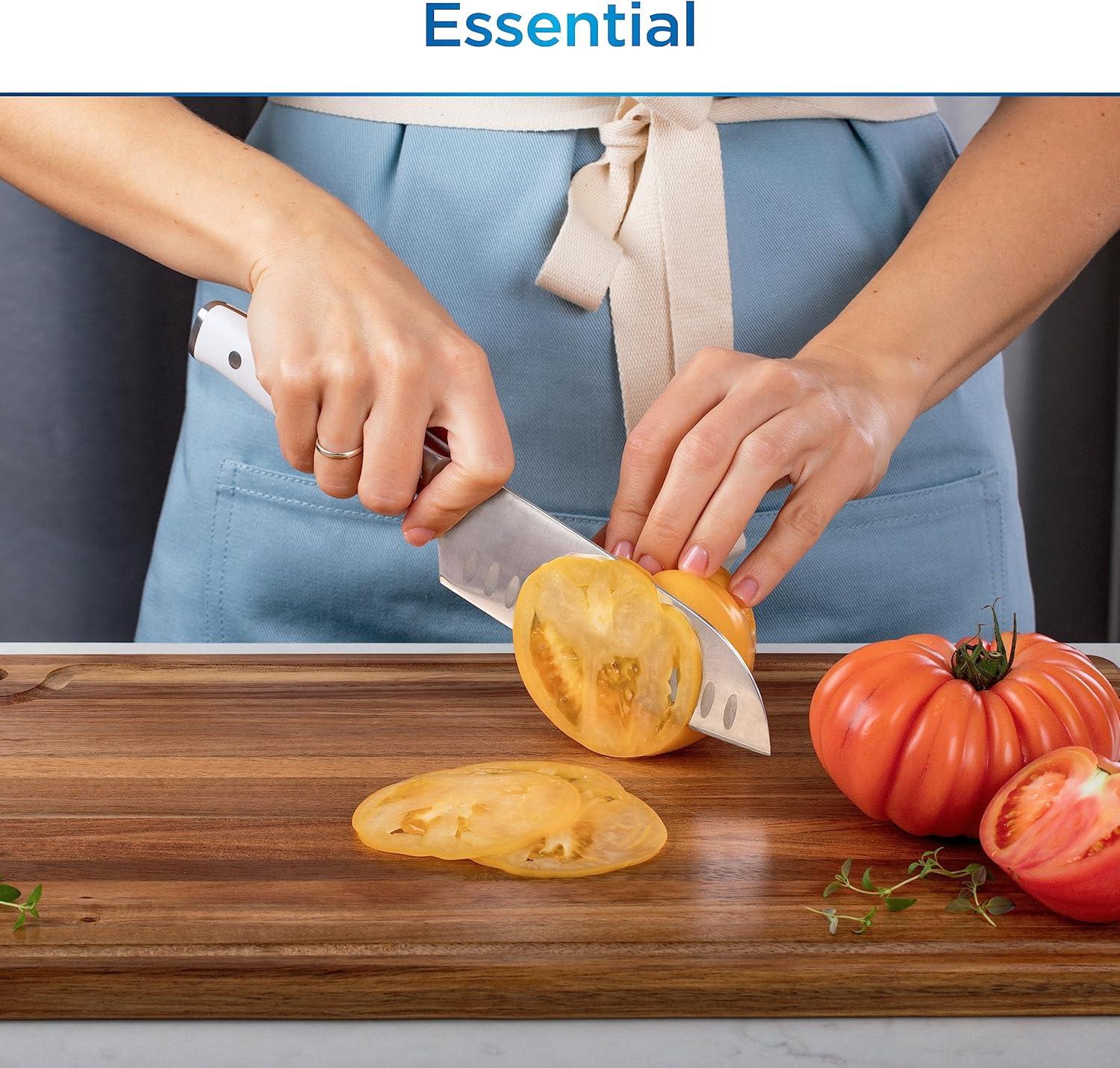 imageNinja Knife Set Knife Sharpener Knife Block Set Stainless Steel Knives 14 Piece Set Steak Knives Chef Knives and More Foodi NeverDull Black K32014White