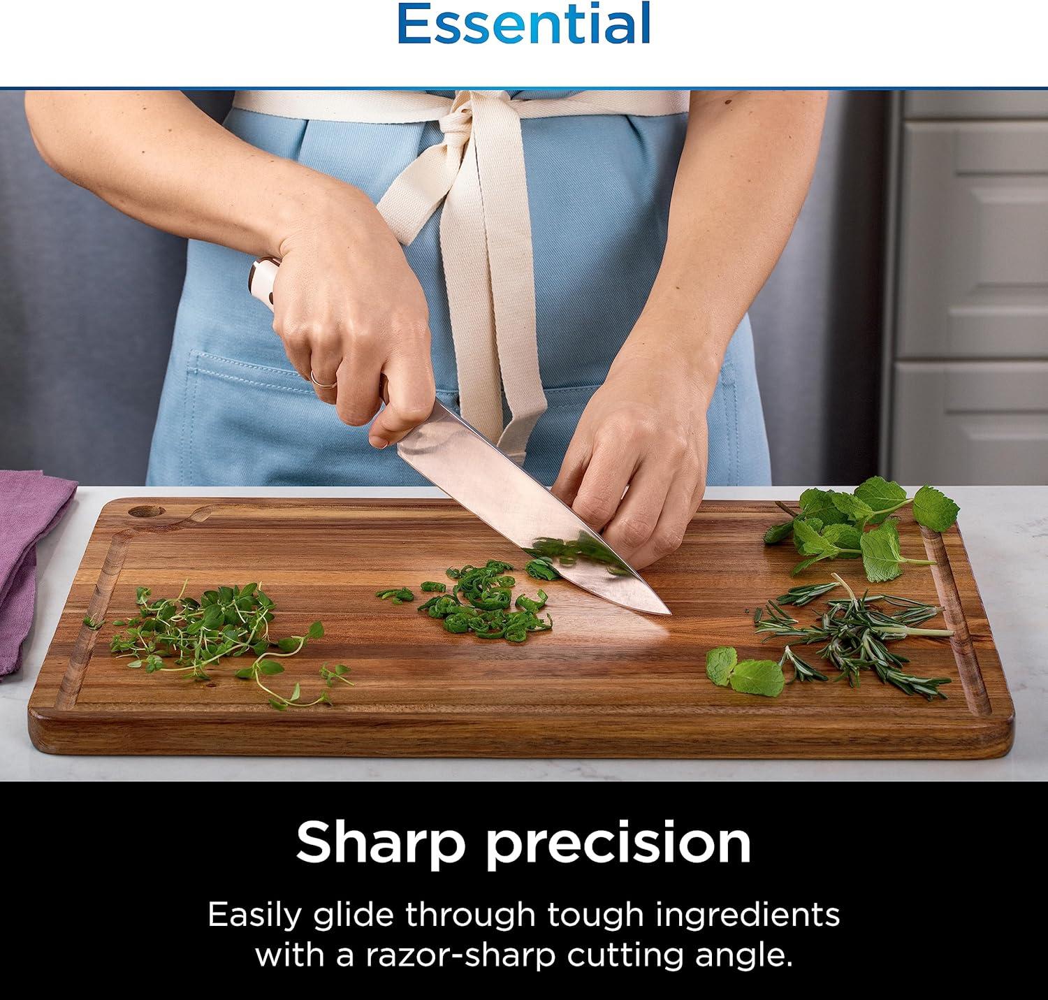 imageNinja Knife Set Knife Sharpener Knife Block Set Stainless Steel Knives 14 Piece Set Steak Knives Chef Knives and More Foodi NeverDull Black K32014White