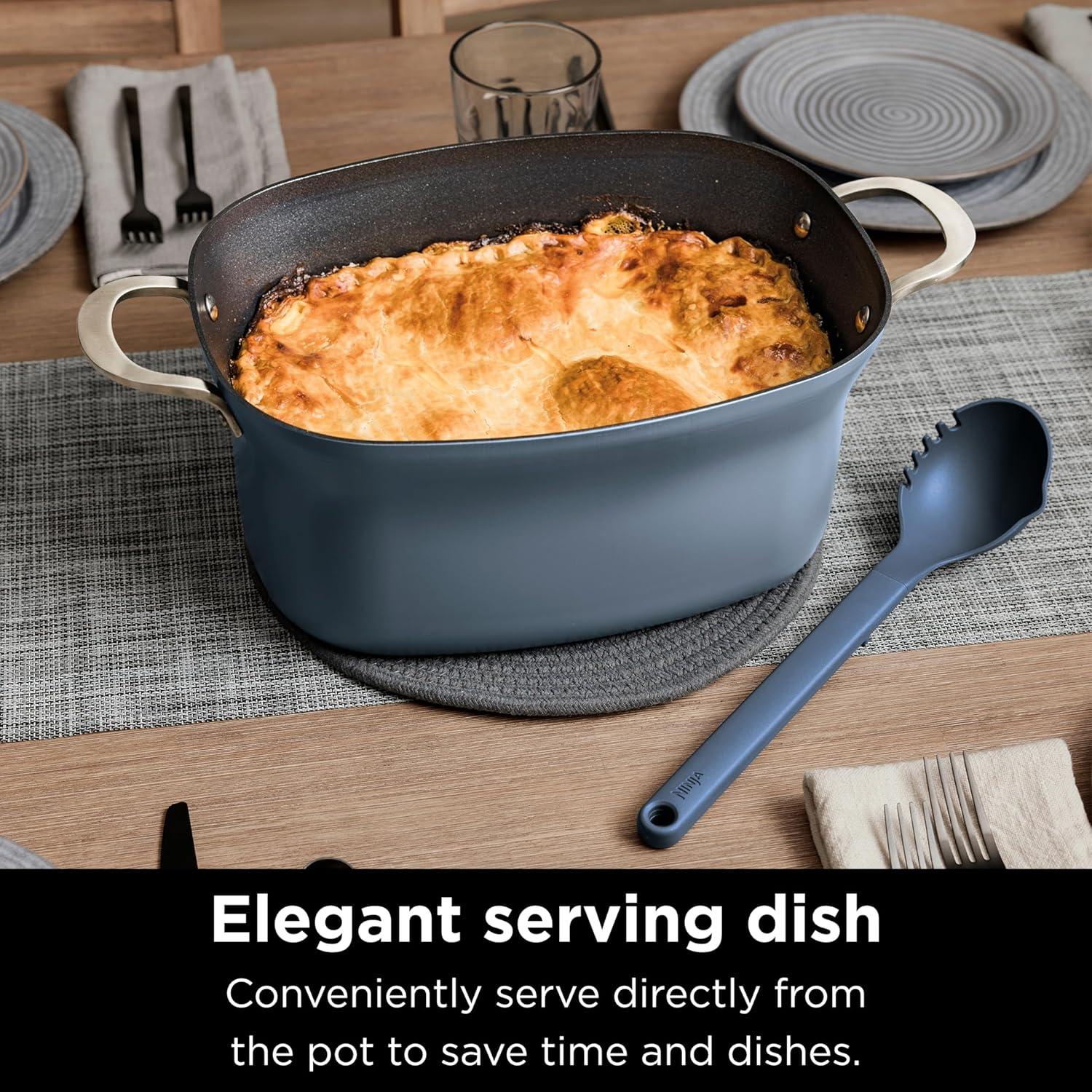 imageNinja MC1001 Foodi PossibleCooker PRO 85 Quart MultiCooker with 8in1 Slow Cooker Dutch Oven Steamer Glass Lid Integrated Spoon Nonstick Oven Safe Pot to 500F Sea Salt GraySea Salt Gray