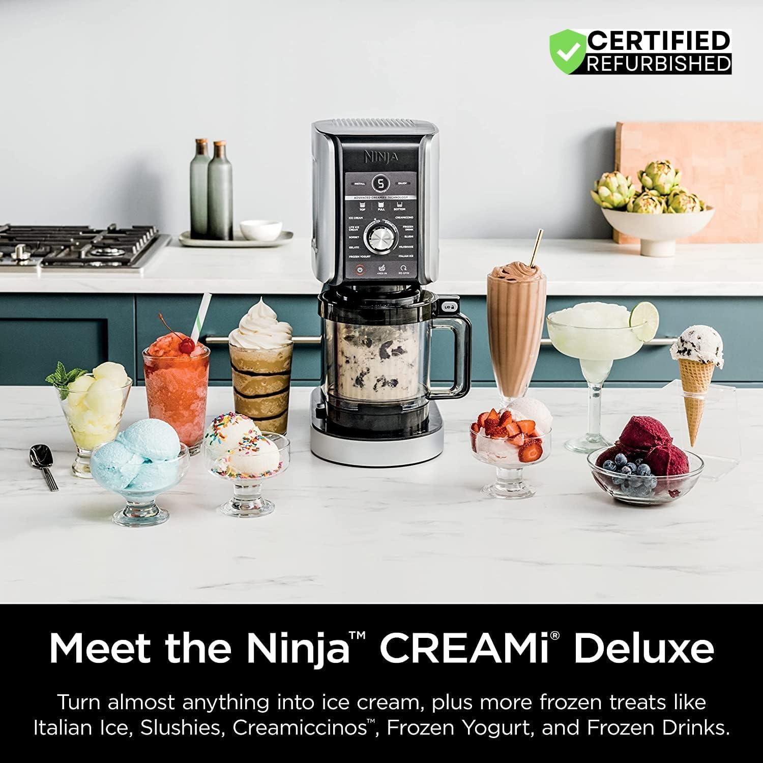 imageNinja NC501 CREAMi Deluxe 11in1 XL Ice Cream Maker Silver Renewed Bundle with 2 YR CPS Enhanced Protection Pack