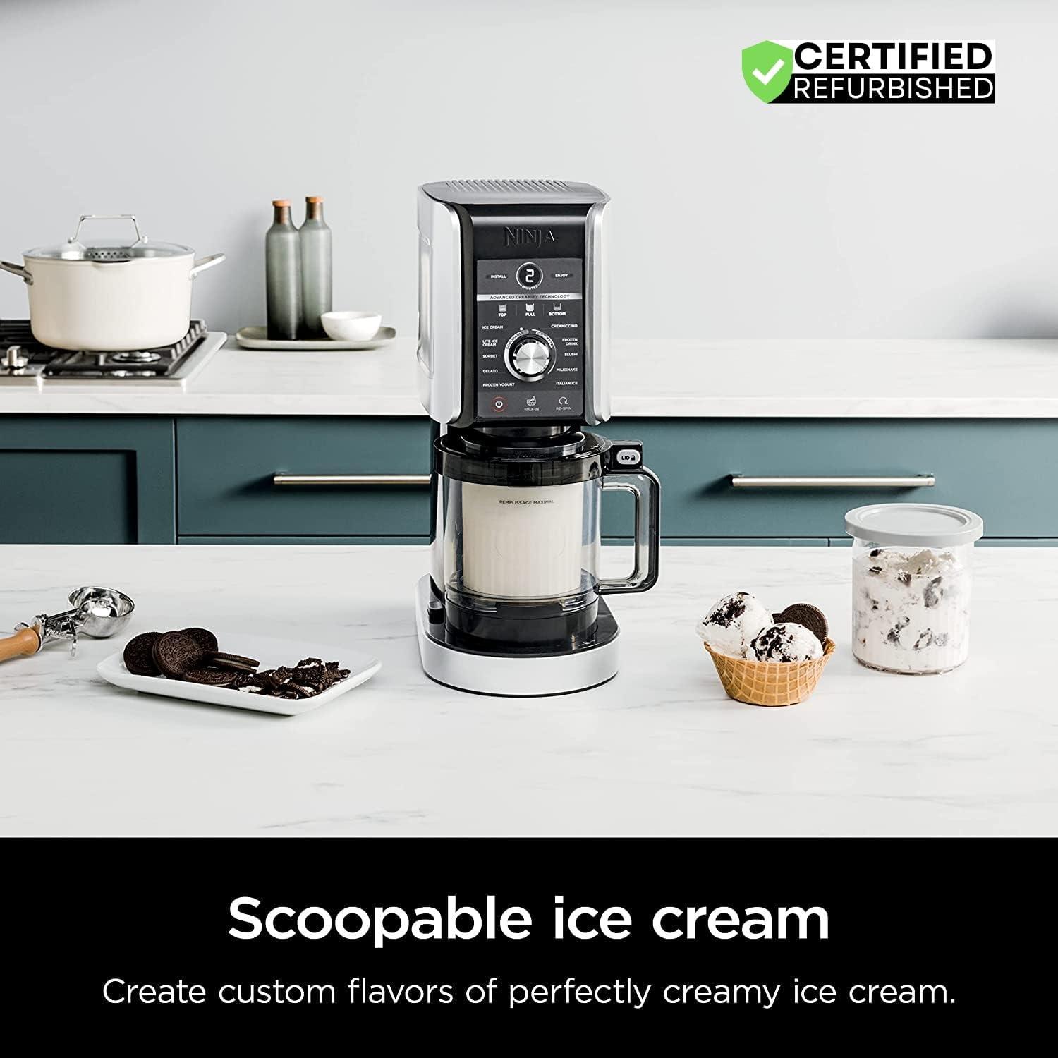 imageNinja NC501 CREAMi Deluxe 11in1 XL Ice Cream Maker Silver Renewed Bundle with 2 YR CPS Enhanced Protection Pack