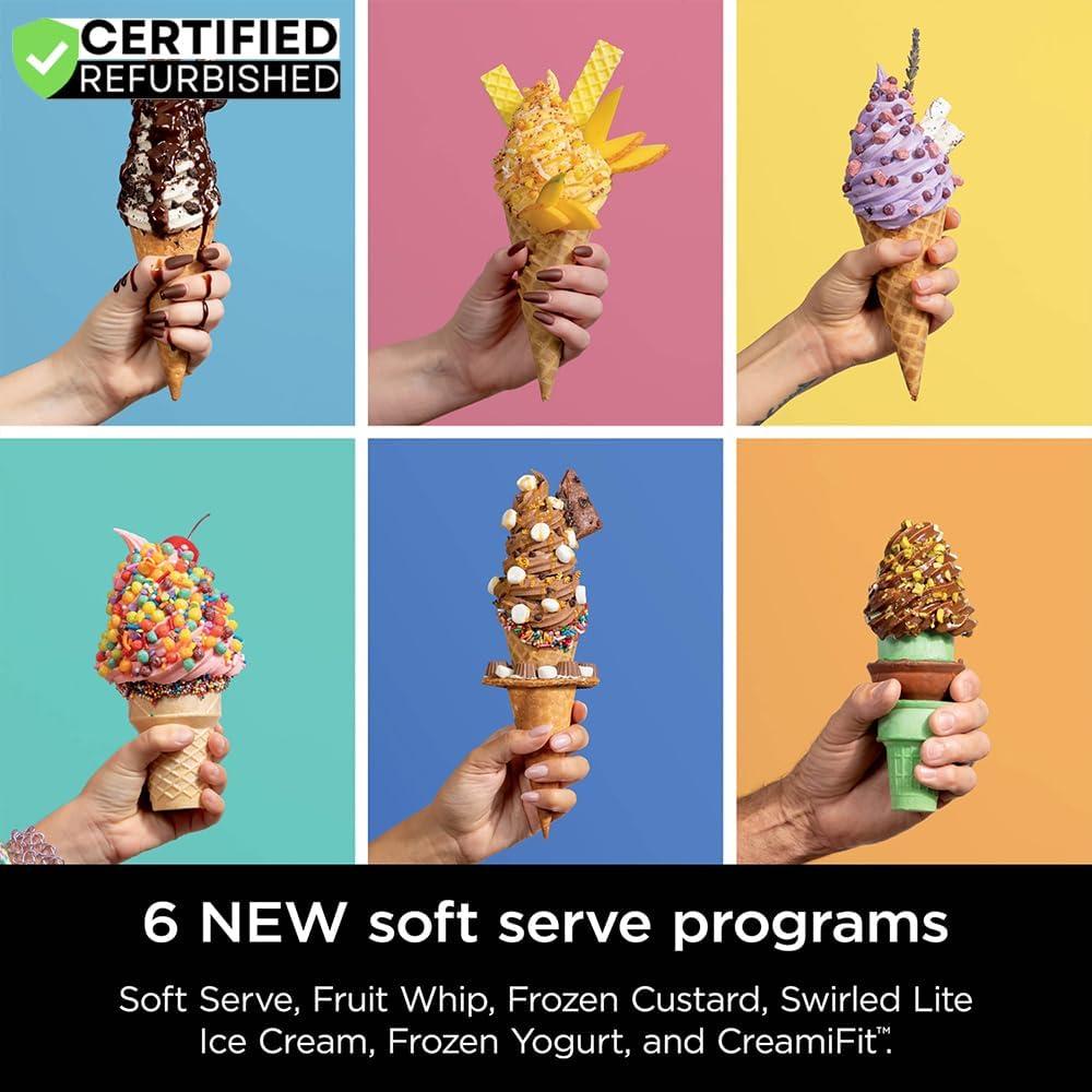 imageNinja NC701 CREAMi Swirl 13in1 Soft Serve Ice Cream Machine Renewed Bundle with 2 YR CPS Enhanced Protection Pack