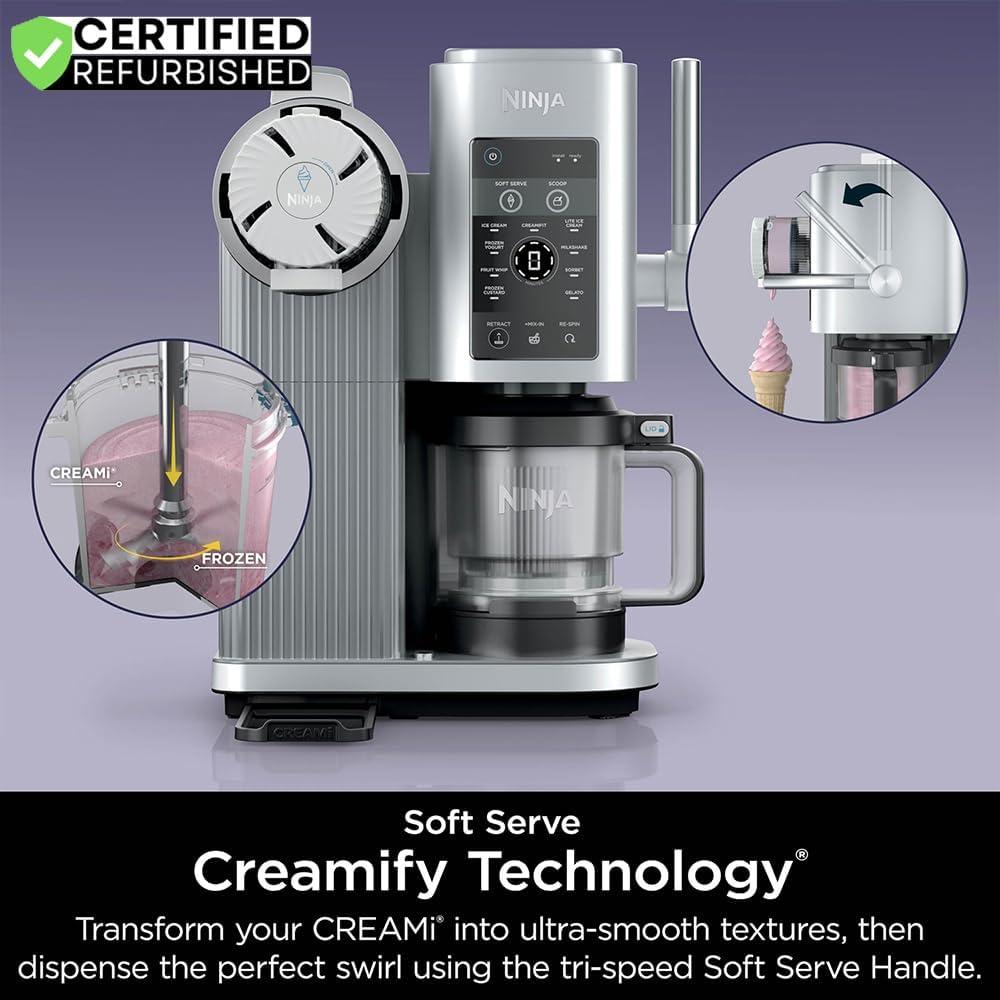 imageNinja NC701 CREAMi Swirl 13in1 Soft Serve Ice Cream Machine Renewed Bundle with 2 YR CPS Enhanced Protection Pack