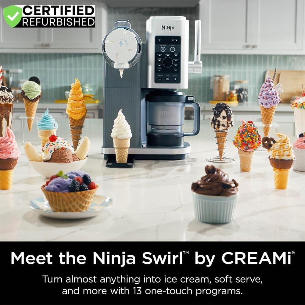 imageNinja NC701 CREAMi Swirl 13in1 Soft Serve Ice Cream Machine Renewed Bundle with 2 YR CPS Enhanced Protection Pack