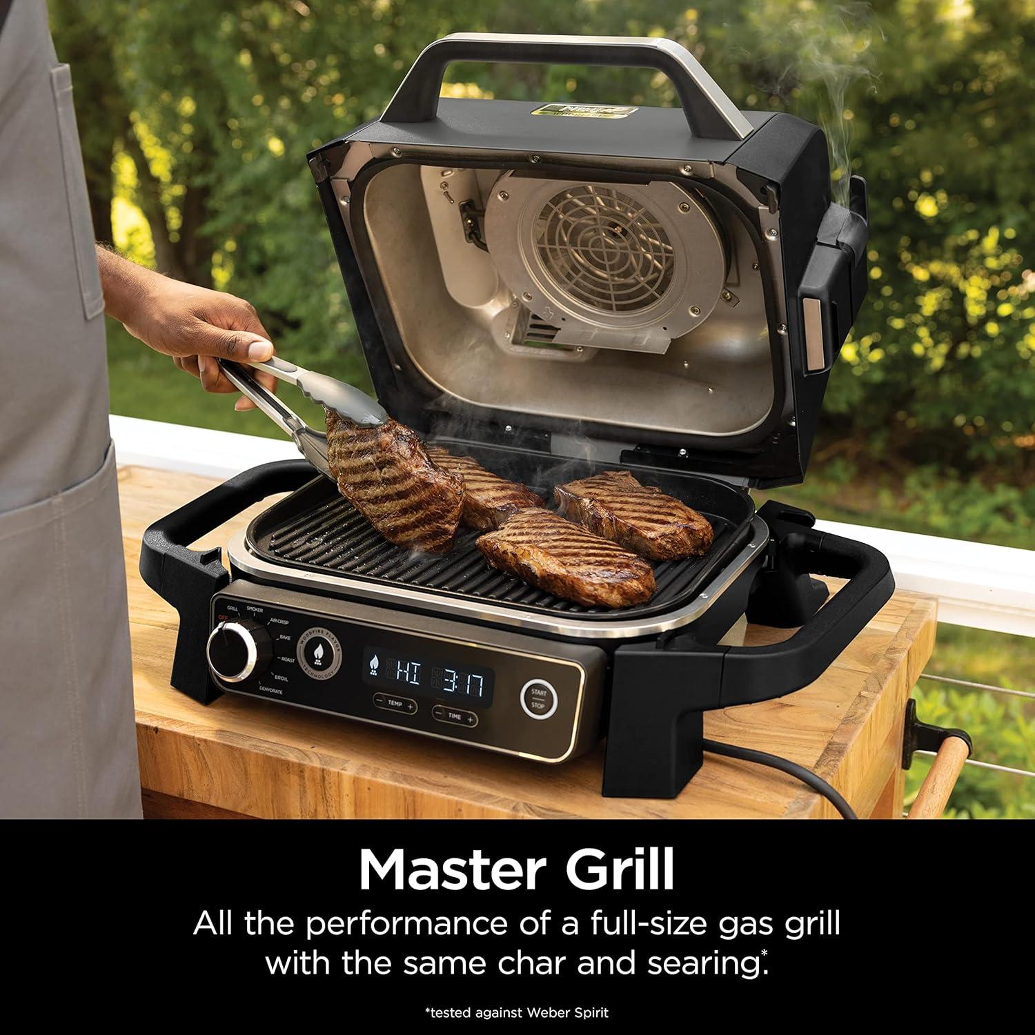 imageNinja OG751 Woodfire Pro Outdoor Grill with BuiltIn Thermometer 7in1 Master Grill BBQ SmokerampampOutdoor Air Fryer plus BakeRoast DehydrateampampBroilWoodfire Technologywith All Purpose Blend Pellets2lb Robust Sample Pellets