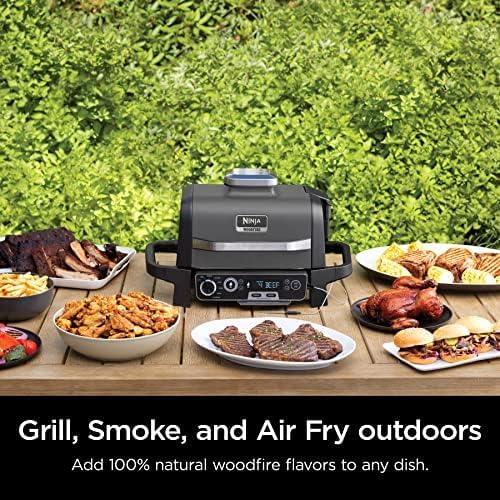 imageNinja OG751 Woodfire Pro Outdoor Grill with BuiltIn Thermometer 7in1 Master Grill BBQ SmokerampampOutdoor Air Fryer plus BakeRoast DehydrateampampBroilWoodfire Technologywith All Purpose Blend PelletsCover 2lb Pellets Stand