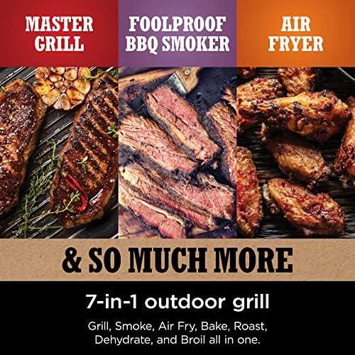 imageNinja OG751 Woodfire Pro Outdoor Grill with BuiltIn Thermometer 7in1 Master Grill BBQ SmokerampampOutdoor Air Fryer plus BakeRoast DehydrateampampBroilWoodfire Technologywith All Purpose Blend PelletsCover 2lb Pellets Stand