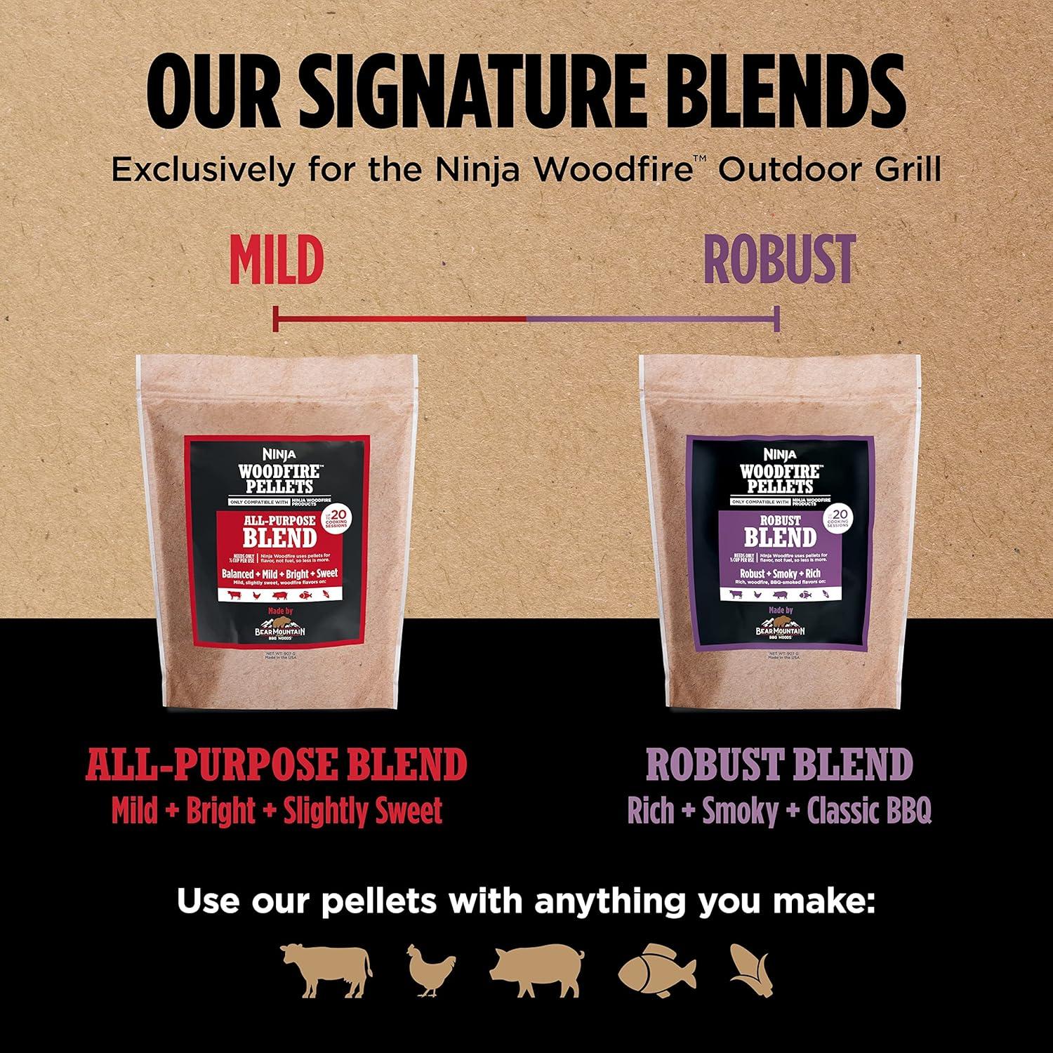 imageNinja OG751 Woodfire Pro Outdoor Grill with BuiltIn Thermometer 7in1 Master Grill BBQ SmokerampampOutdoor Air Fryer plus BakeRoast DehydrateampampBroilWoodfire Technologywith All Purpose Blend Pellets2lb Robust Sample Pellets