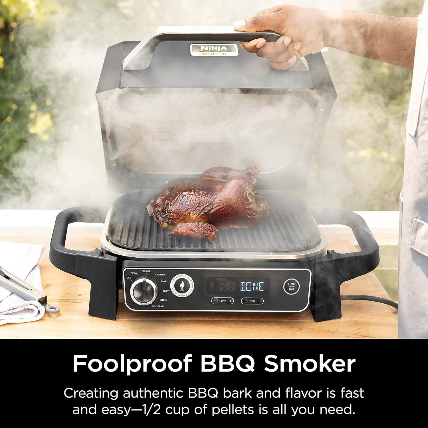 imageNinja OG751 Woodfire Pro Outdoor Grill with BuiltIn Thermometer 7in1 Master Grill BBQ SmokerampampOutdoor Air Fryer plus BakeRoast DehydrateampampBroilWoodfire Technologywith All Purpose Blend Pellets2lb Robust Sample Pellets