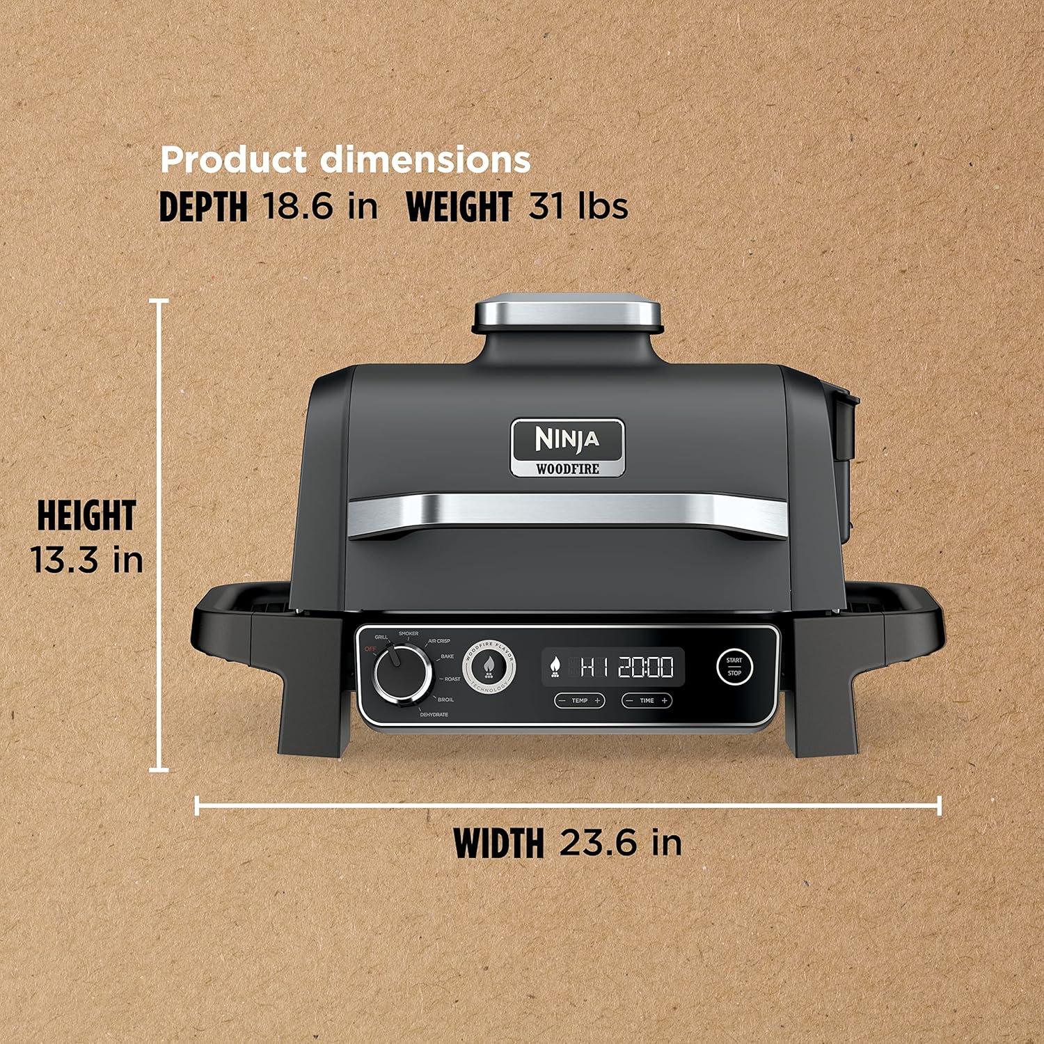 imageNinja OG751 Woodfire Pro Outdoor Grill with BuiltIn Thermometer 7in1 Master Grill BBQ SmokerampampOutdoor Air Fryer plus BakeRoast DehydrateampampBroilWoodfire Technologywith All Purpose Blend Pellets2lb Robust Sample Pellets