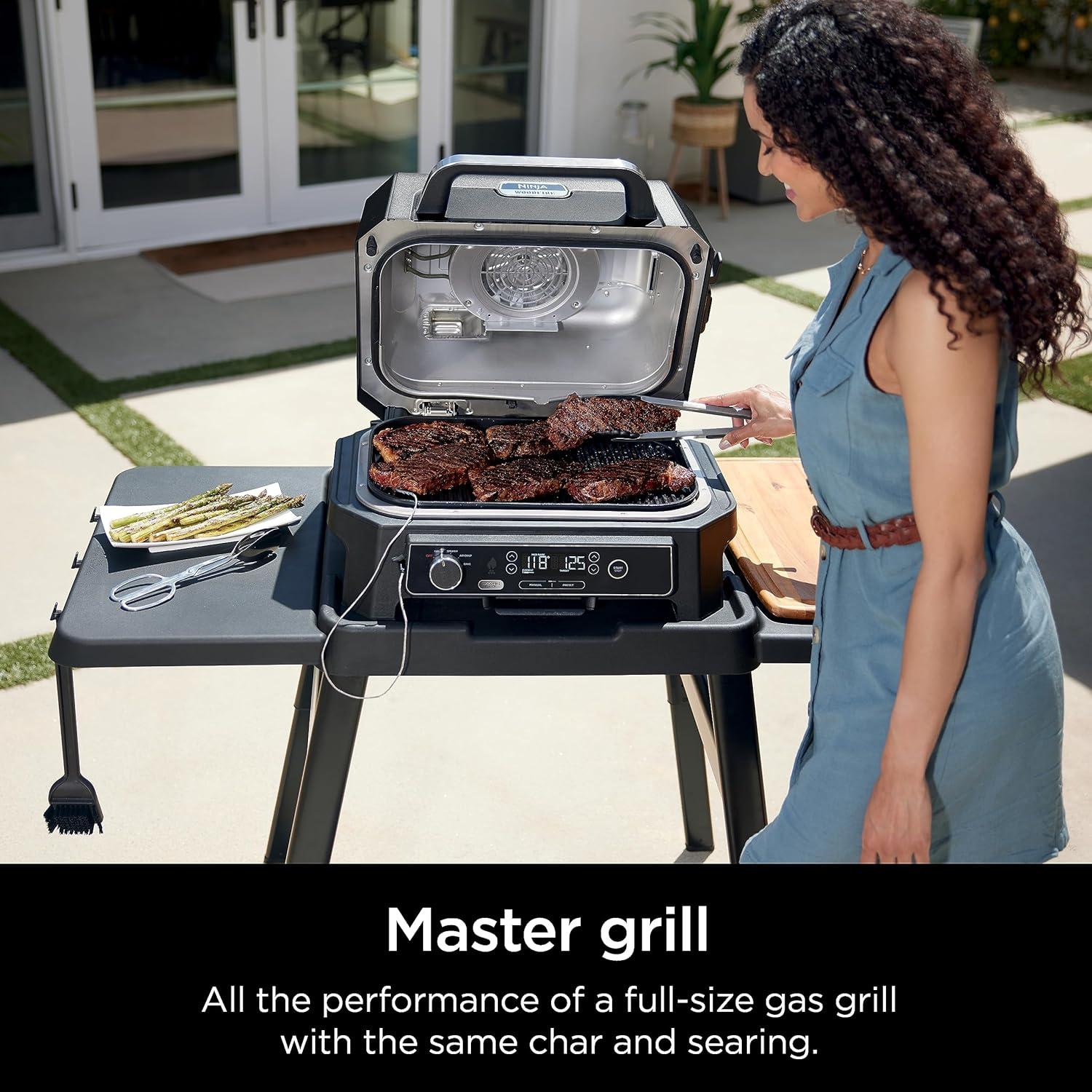 imageNinja OG951 Woodfire Pro Connect Premium XL Outdoor Grill ampamp Smoker Bluetooth App Enabled 7in1 Master Grill BBQ Smoker Outdoor Air Fryer Woodfire Technology 2 BuiltIn Thermometers BlackBlueXL GrillThermometer