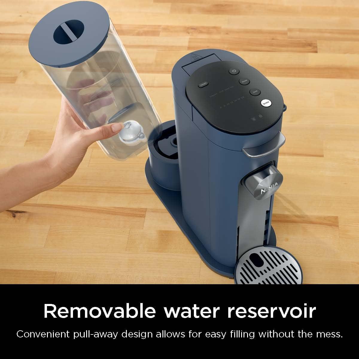 imageNinja Pods ampamp Grounds SingleServe Coffee Maker KCup Pod Compatible Brews Grounds Compact Design 56oz Reservoir 6oz Cup to 24oz Travel Mug Brew Sizes Iced Coffee Maker Stone PB041STNavy