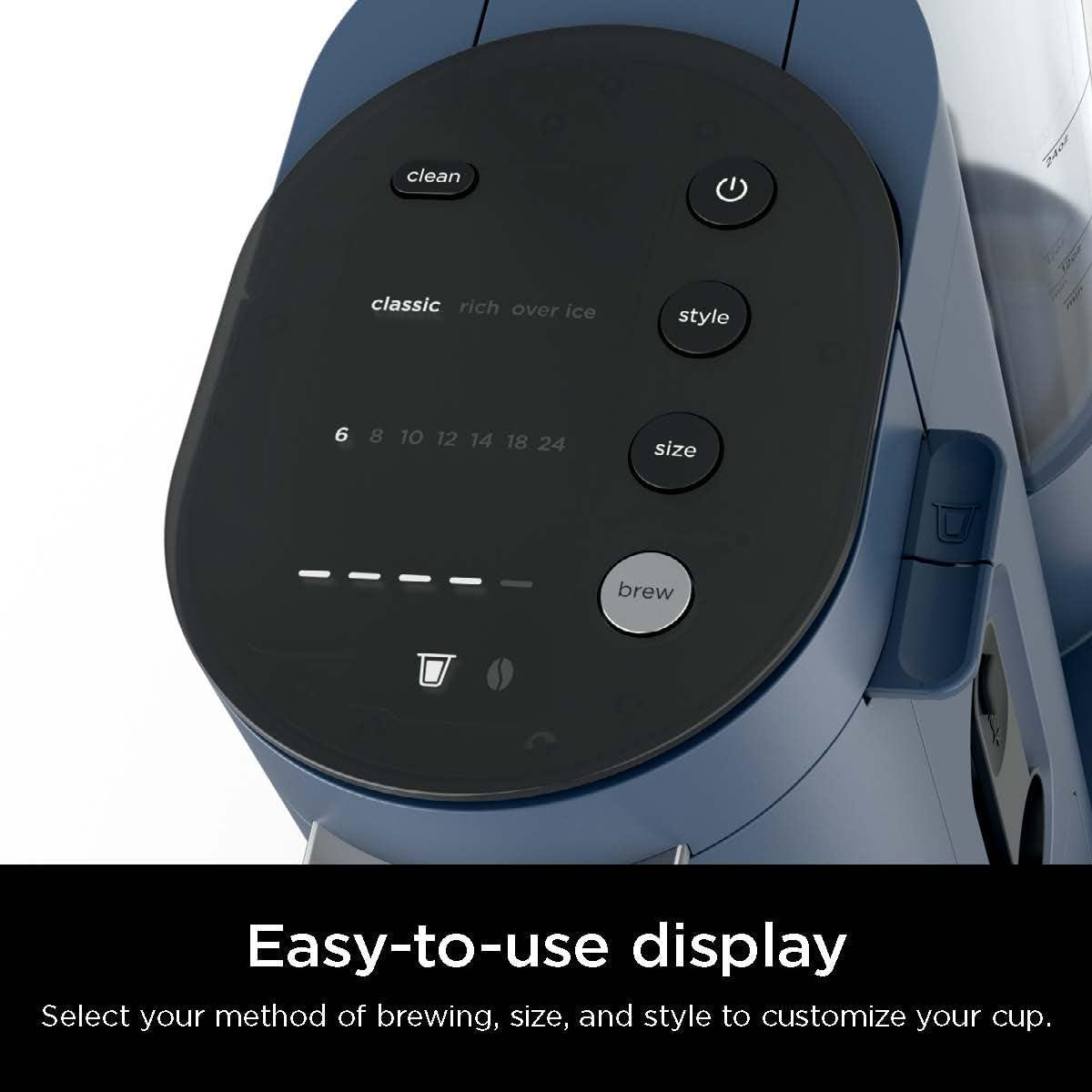 imageNinja Pods ampamp Grounds SingleServe Coffee Maker KCup Pod Compatible Brews Grounds Compact Design 56oz Reservoir 6oz Cup to 24oz Travel Mug Brew Sizes Iced Coffee Maker Stone PB041STNavy