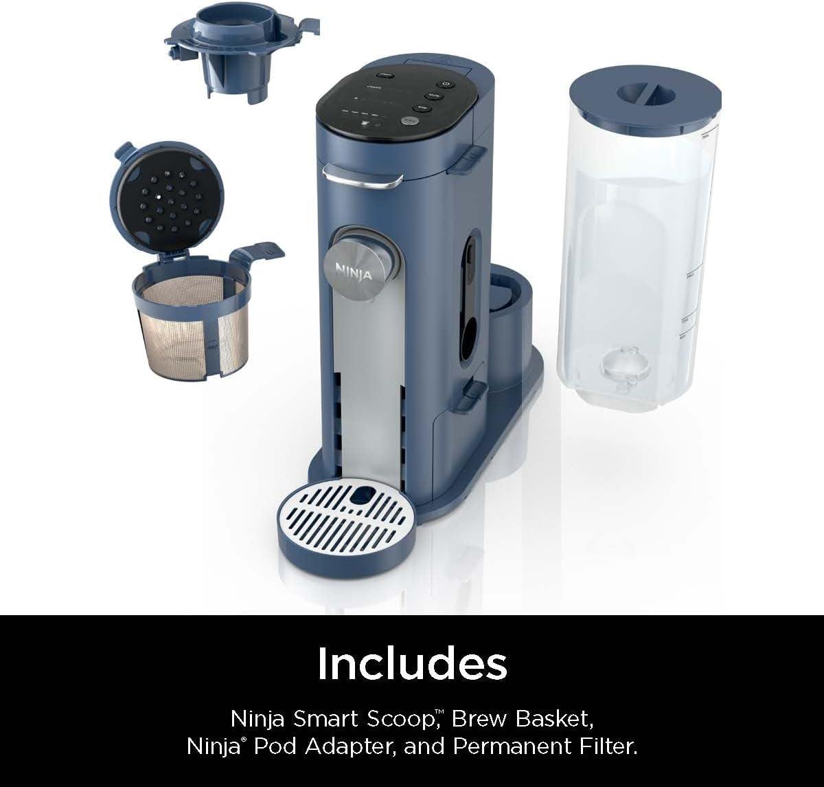 imageNinja Pods ampamp Grounds SingleServe Coffee Maker KCup Pod Compatible Brews Grounds Compact Design 56oz Reservoir 6oz Cup to 24oz Travel Mug Brew Sizes Iced Coffee Maker Stone PB041STNavy