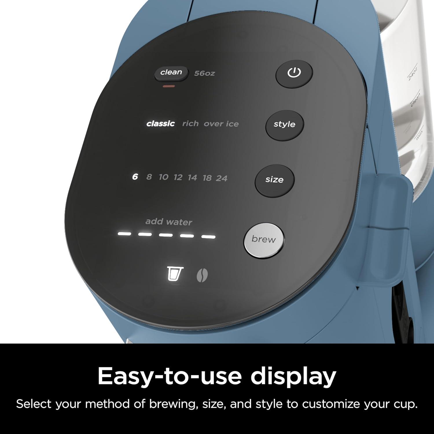 imageNinja Pods ampamp Grounds SingleServe Coffee Maker KCup Pod Compatible Brews Grounds Compact Design 56oz Reservoir 6oz Cup to 24oz Travel Mug Brew Sizes Iced Coffee Maker Stone PB041STBlue