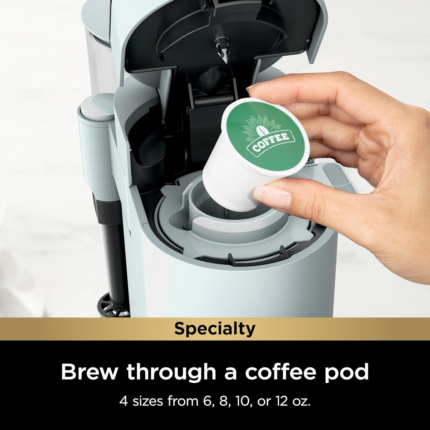 imageNinja Pods ampamp Grounds Specialty SingleServe Coffee Maker KCup Pod Compatible BuiltIn Milk Frother 6oz Cup to 24oz Travel Mug Sizes Iced Coffee Maker Glacier Blue PB051GBGlacier Blue