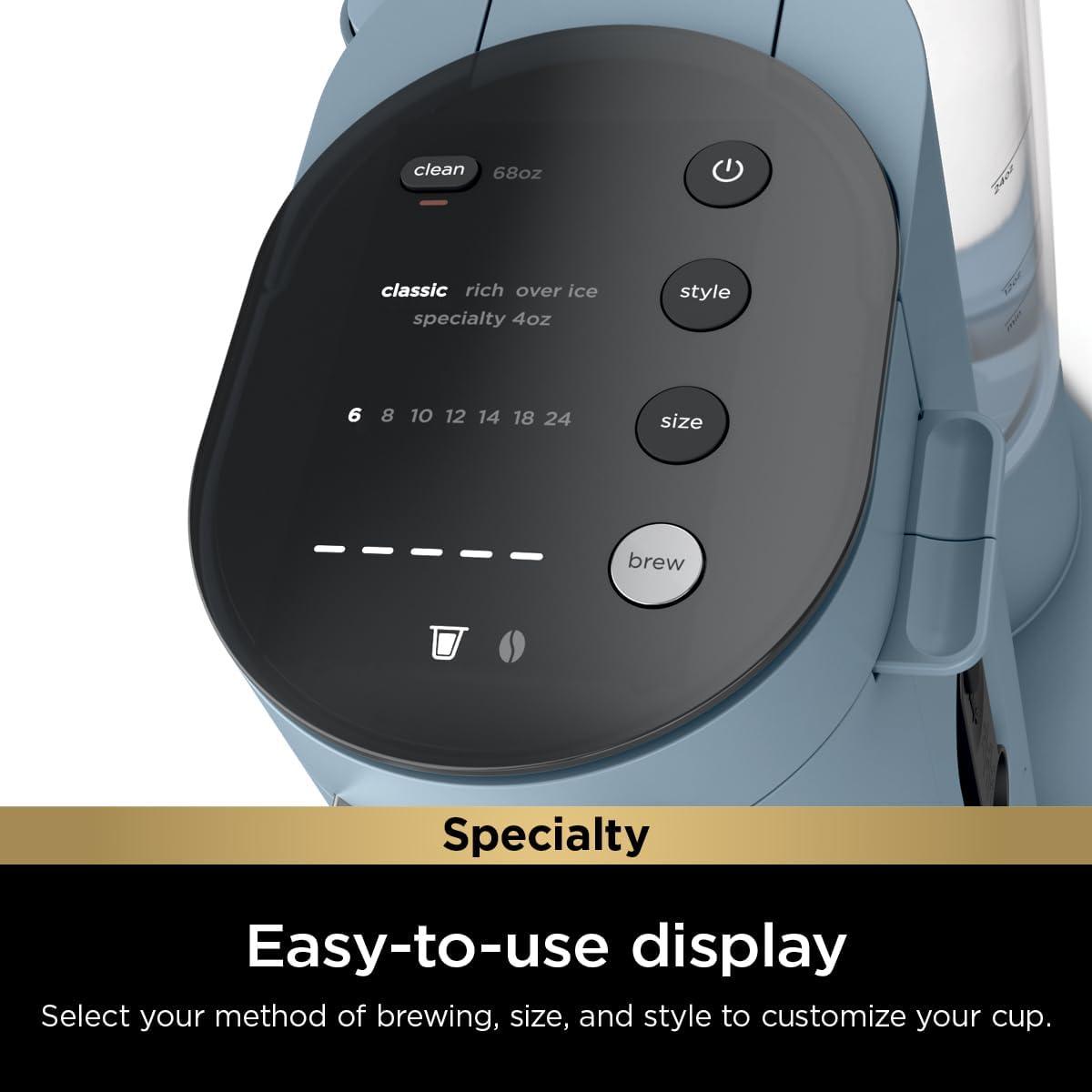 imageNinja Pods ampamp Grounds Specialty SingleServe Coffee Maker KCup Pod Compatible BuiltIn Milk Frother 6oz Cup to 24oz Travel Mug Sizes Iced Coffee Maker Glacier Blue PB051GBXL Blue