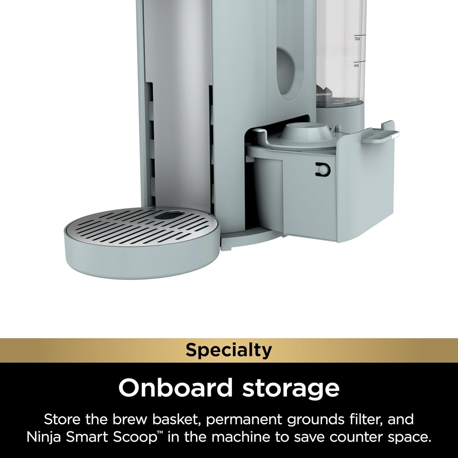 imageNinja Pods ampamp Grounds Specialty SingleServe Coffee Maker KCup Pod Compatible BuiltIn Milk Frother 6oz Cup to 24oz Travel Mug Sizes Iced Coffee Maker Glacier Blue PB051GBGlacier Blue