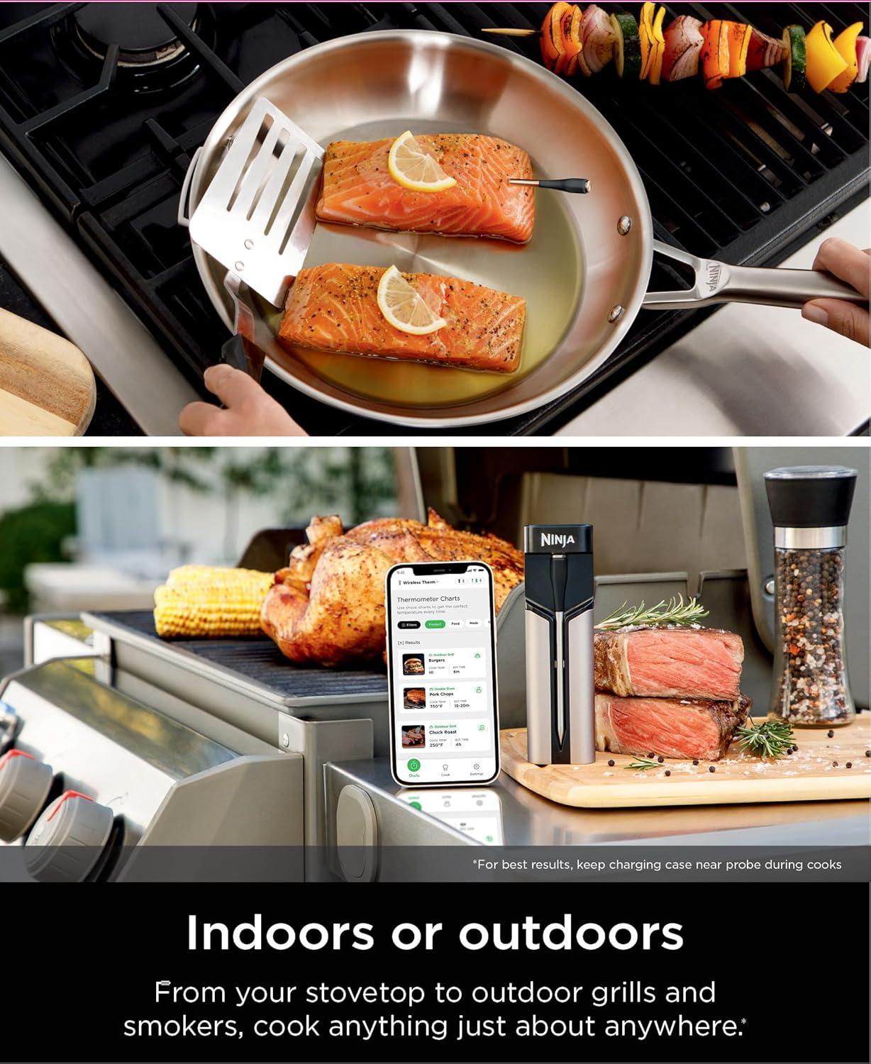 imageNinja ProChef Indoor ampamp Outdoor Wireless Meat Thermometer for Grill Oven Smoking Roasting Air Frying Flame Resistant Long Battery Life Bluetooth Waterproof WP100C Canadian Version