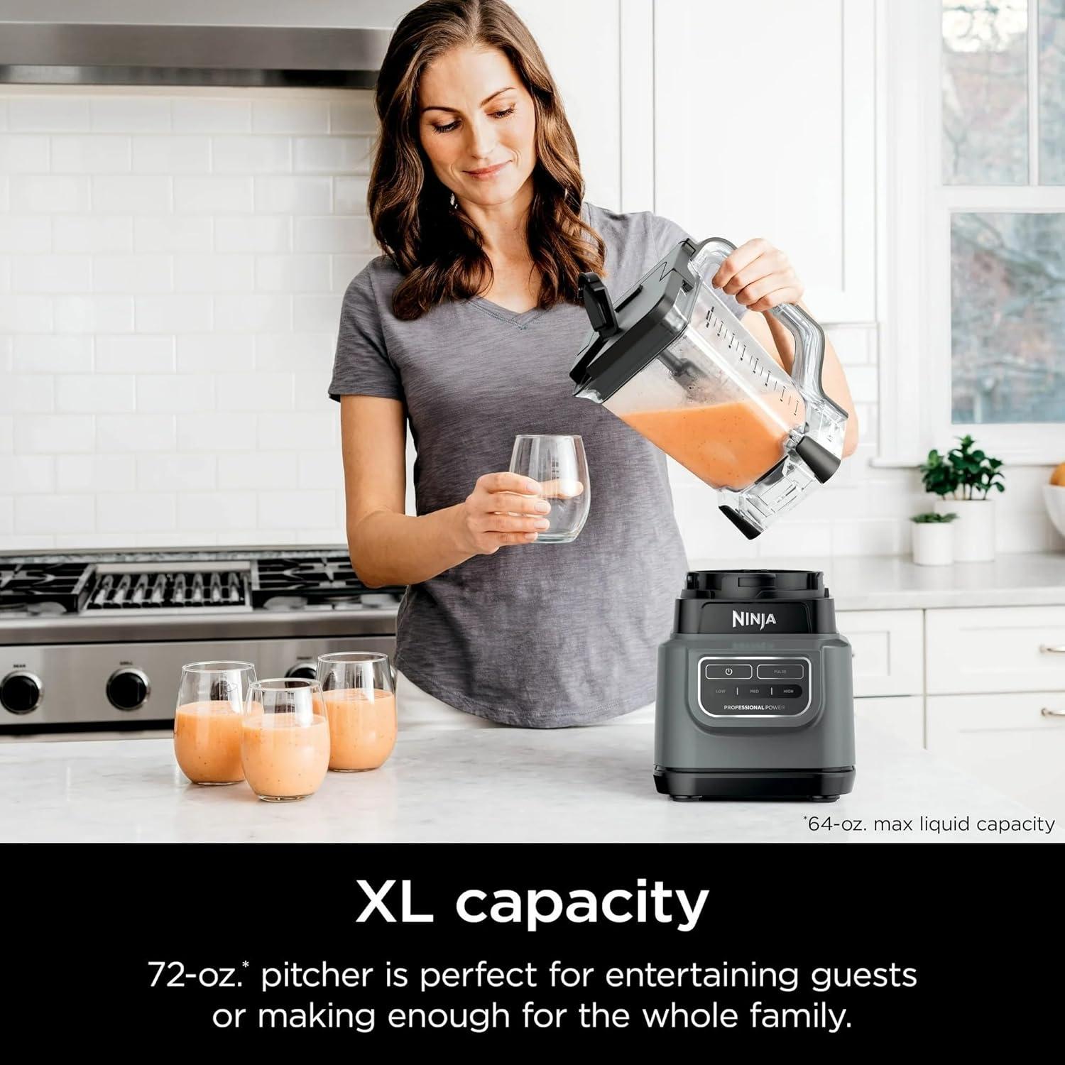 imageNinja Professional 72 Oz Countertop Blender with 1000Watt Base and Total Crushing Technology forSmoothies Ice and Frozen Fruit Black Renewed